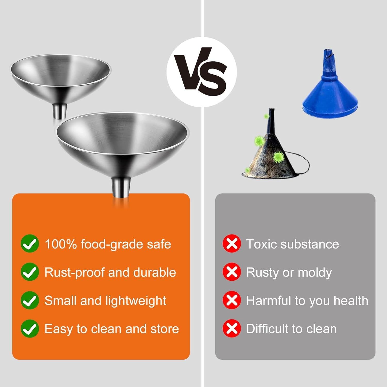 Juego de 2 embudos mini de acero inoxidable para cocina