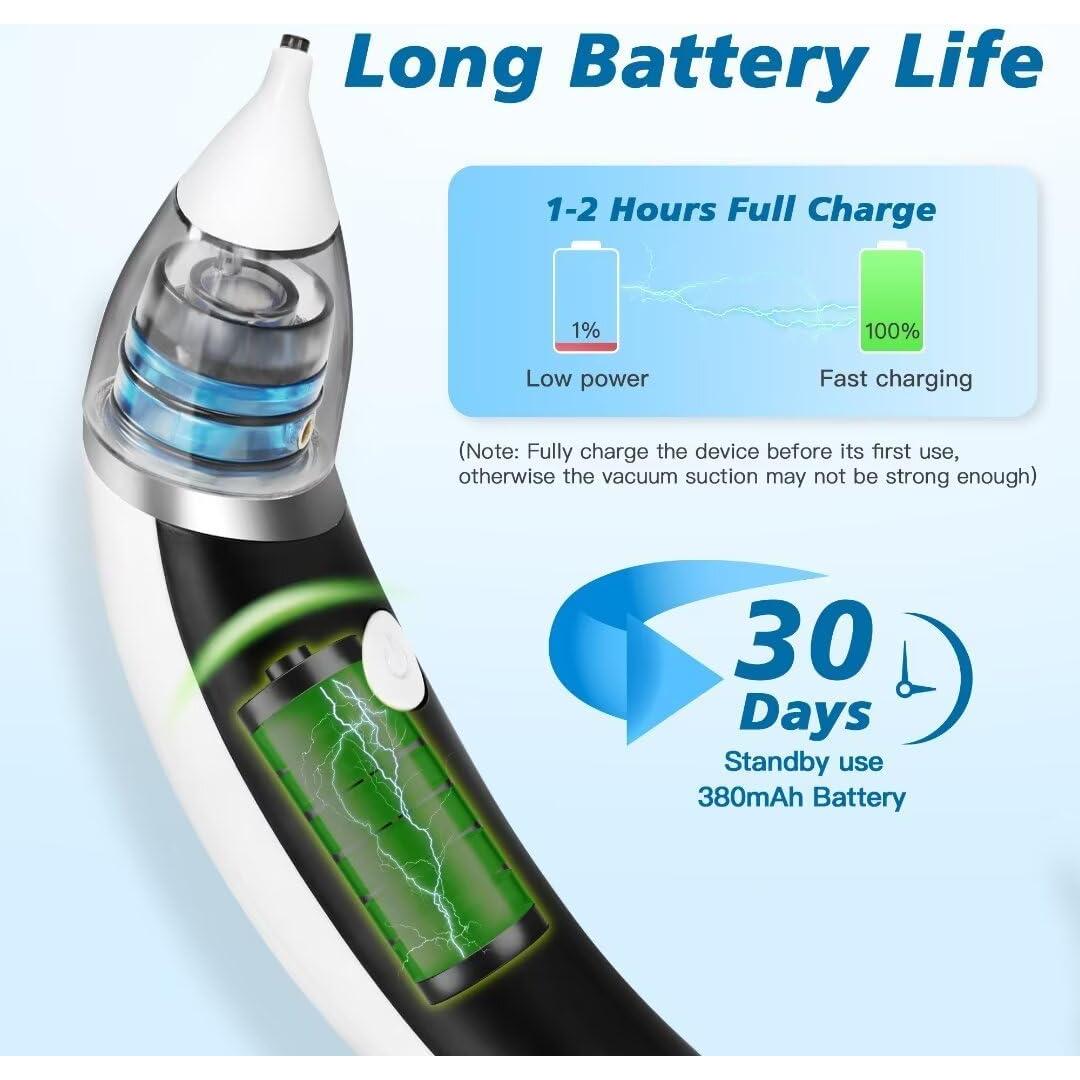 Ear Vacuum Ear Wax Removal Kit with 5 Levels Strong Suction, USB Rechargeable Reusable Electric Ear Suction Vacuum Tool for Adults and Kids (Black)