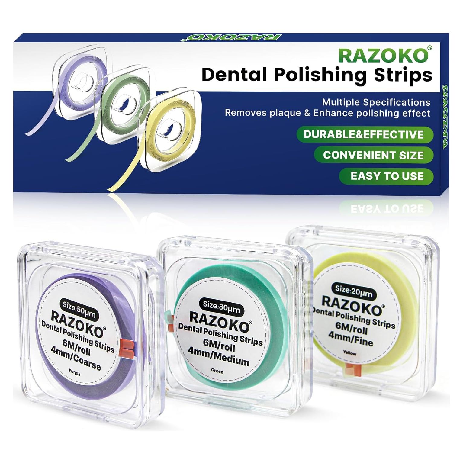 Juego de Tiras de Pulido Dental RAZOKO 3 Variantes 6m