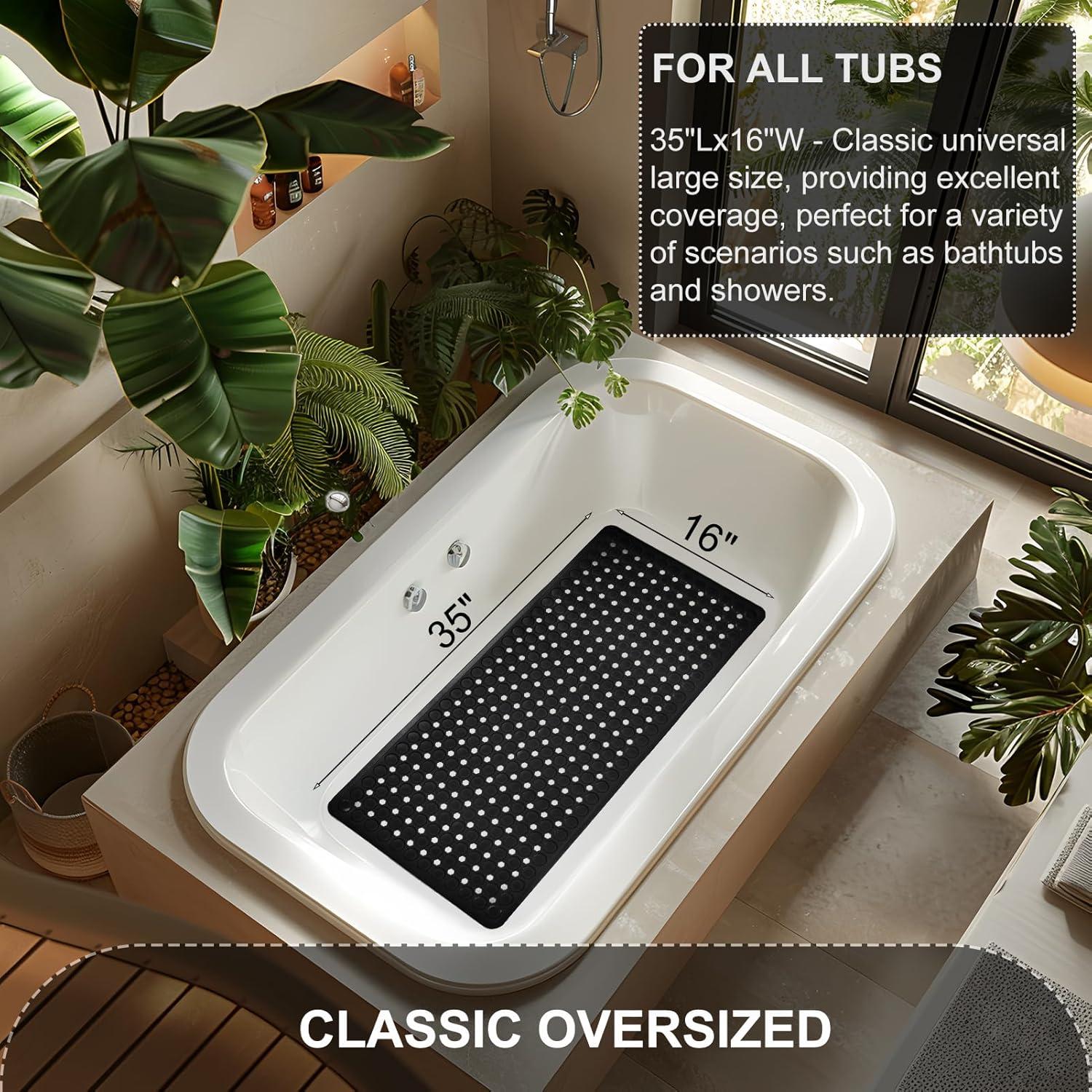 Alfombra de Baño Antideslizante TEESHLY 89x41 cm Negra