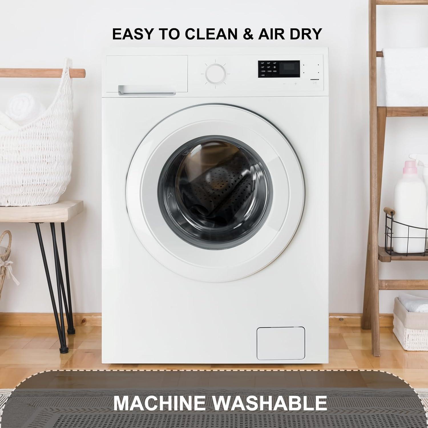 Alfombra de Baño Antideslizante TEESHLY 89x41 cm Negra