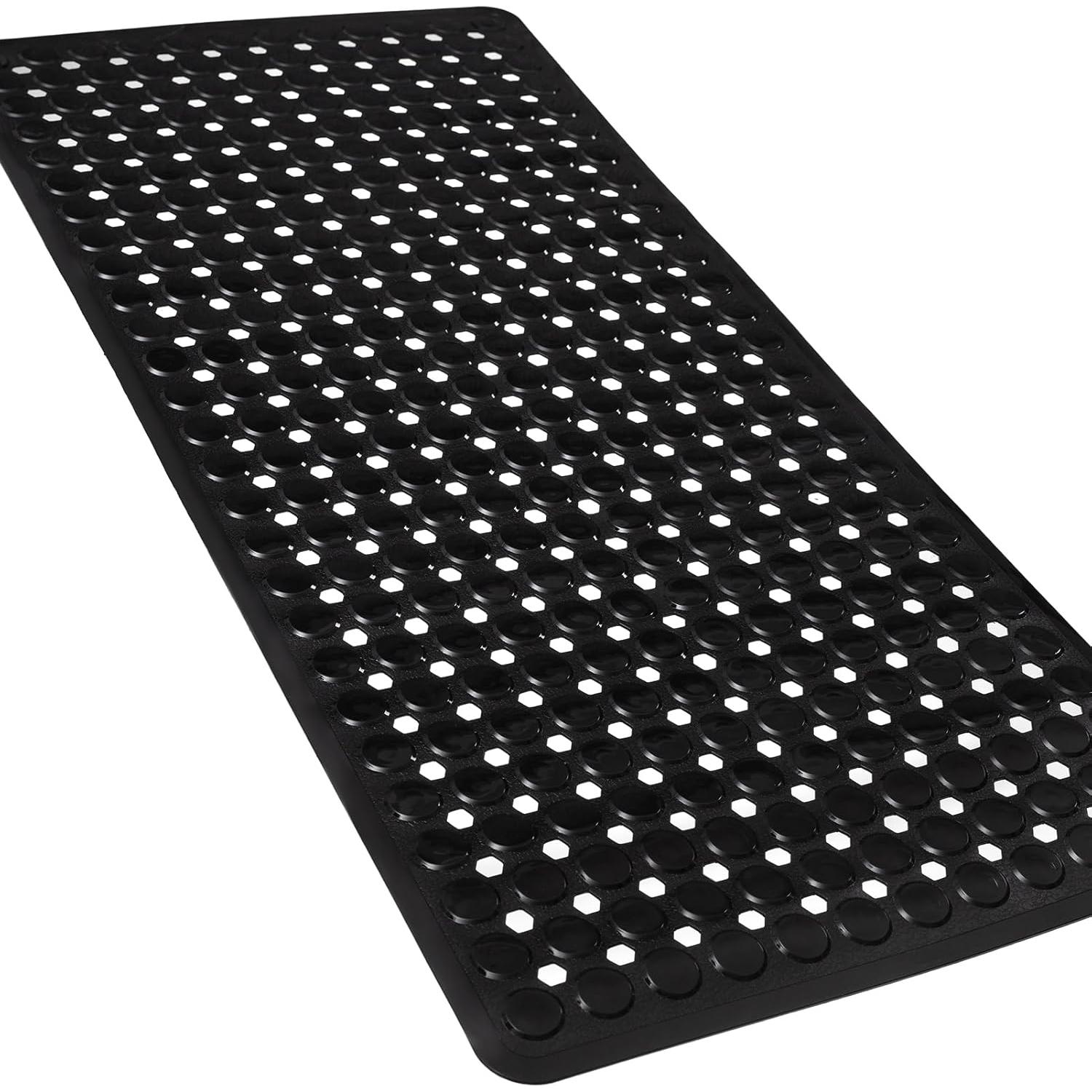 Alfombra de Baño Antideslizante TEESHLY 89x41 cm Negra