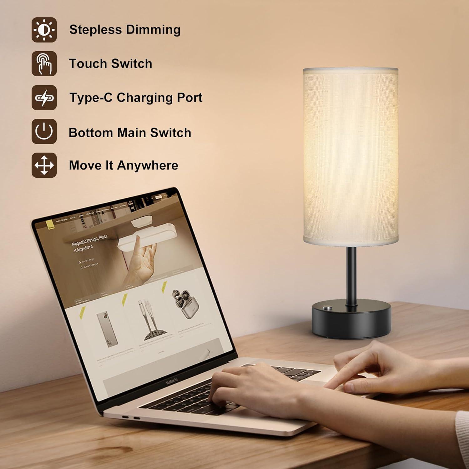 Lámpara de Mesa Inalámbrica ROTTOGOON 32.5cm Regulable