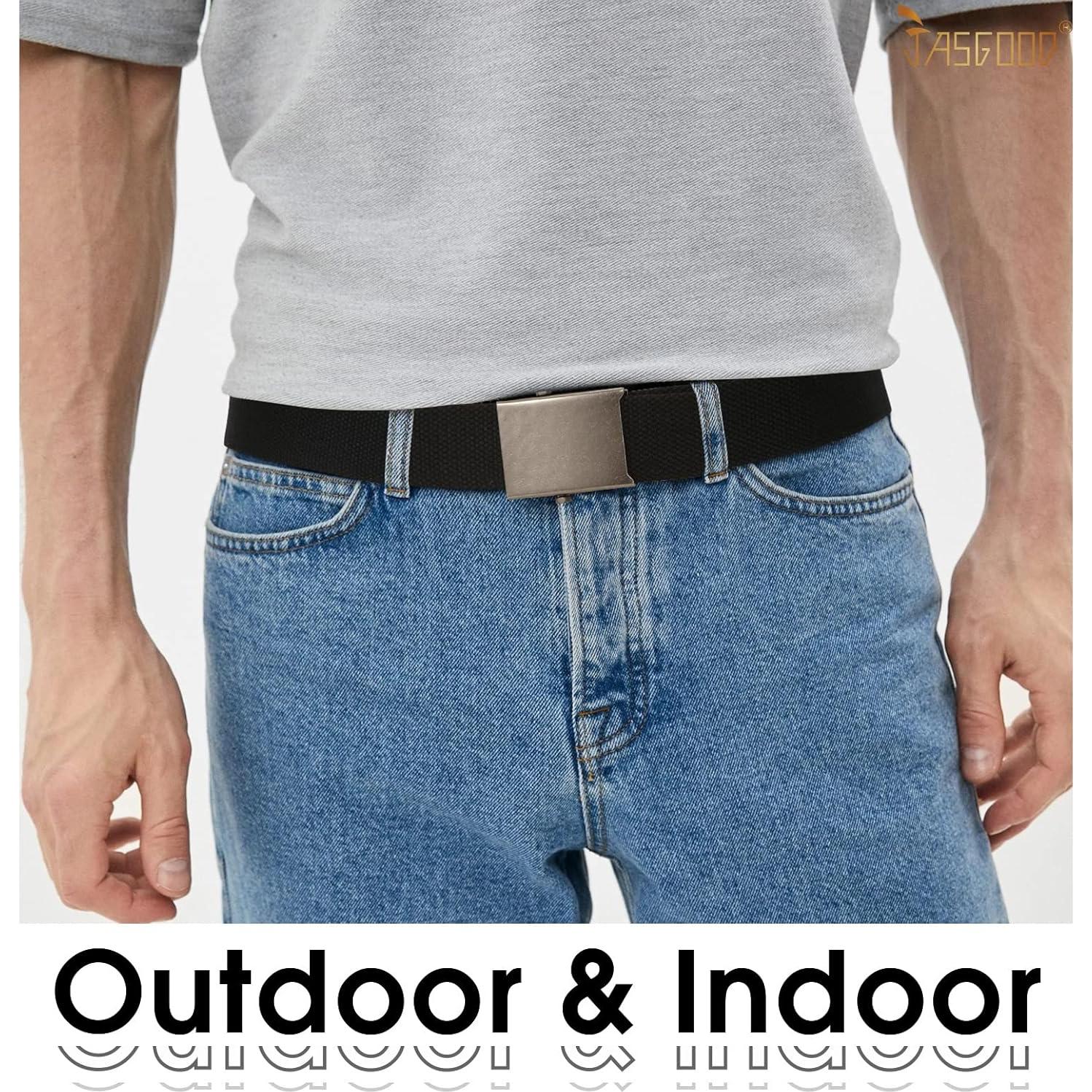 Cinturón Militar JASGOOD de Lona Ajustable Unisex 120-135 cm