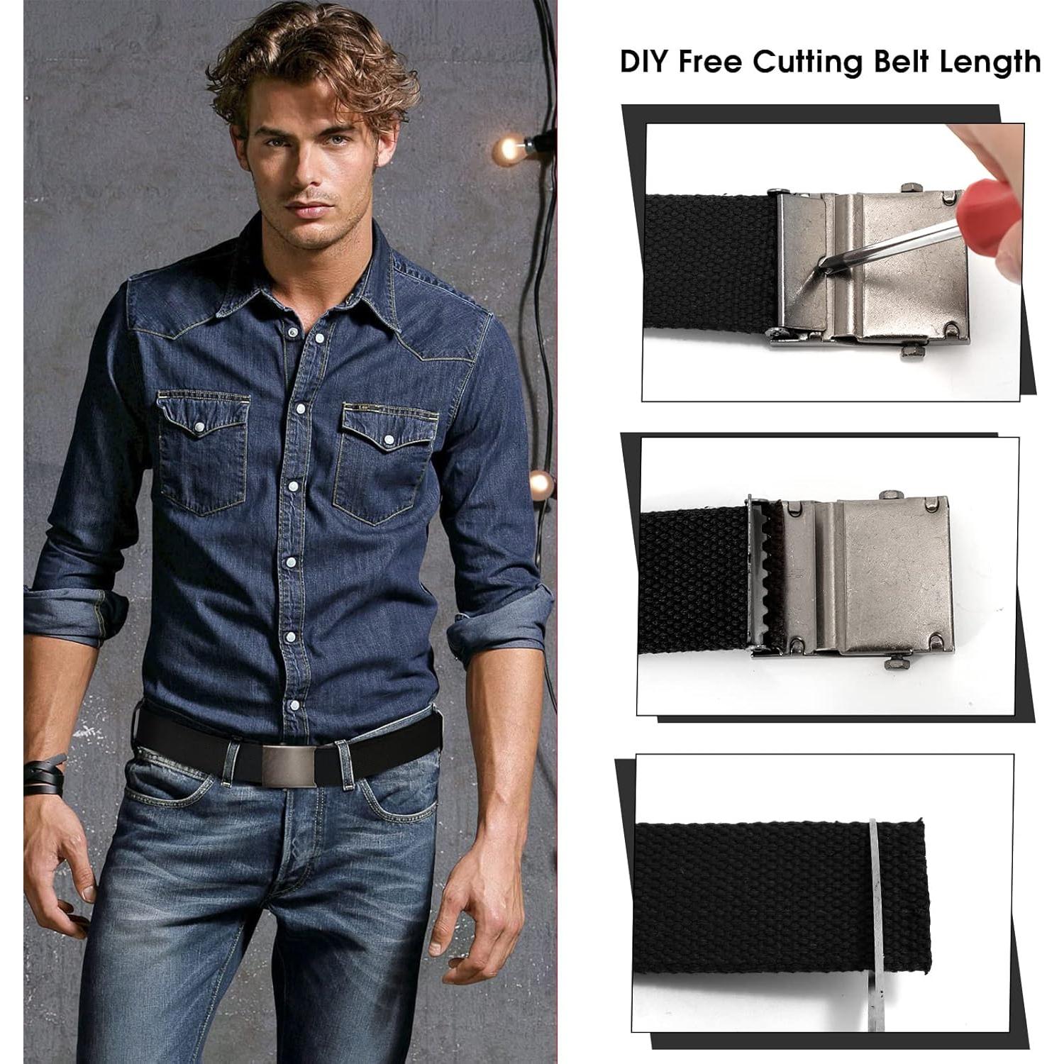 Cinturón Militar JASGOOD de Lona Ajustable Unisex 120-135 cm