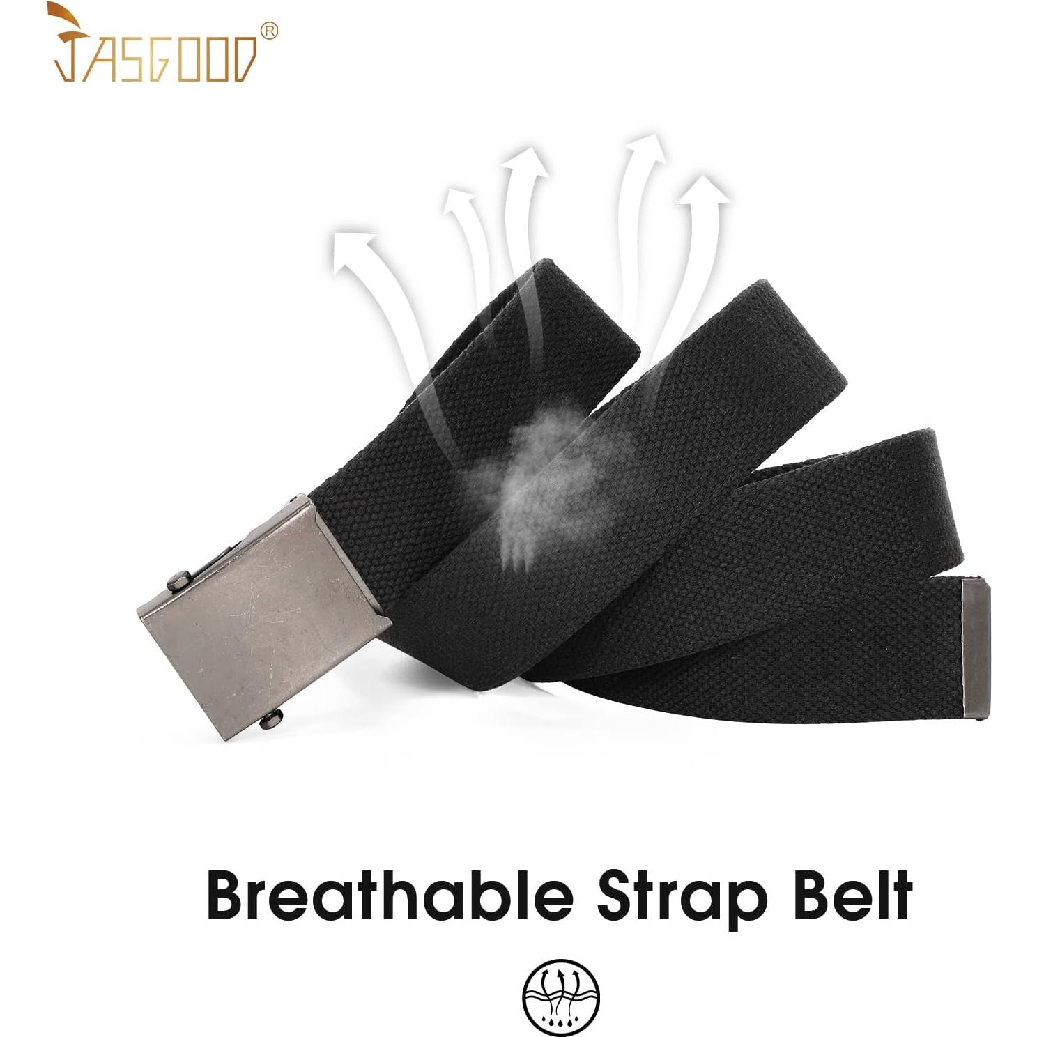 Cinturón Militar JASGOOD de Lona Ajustable Unisex 120-135 cm