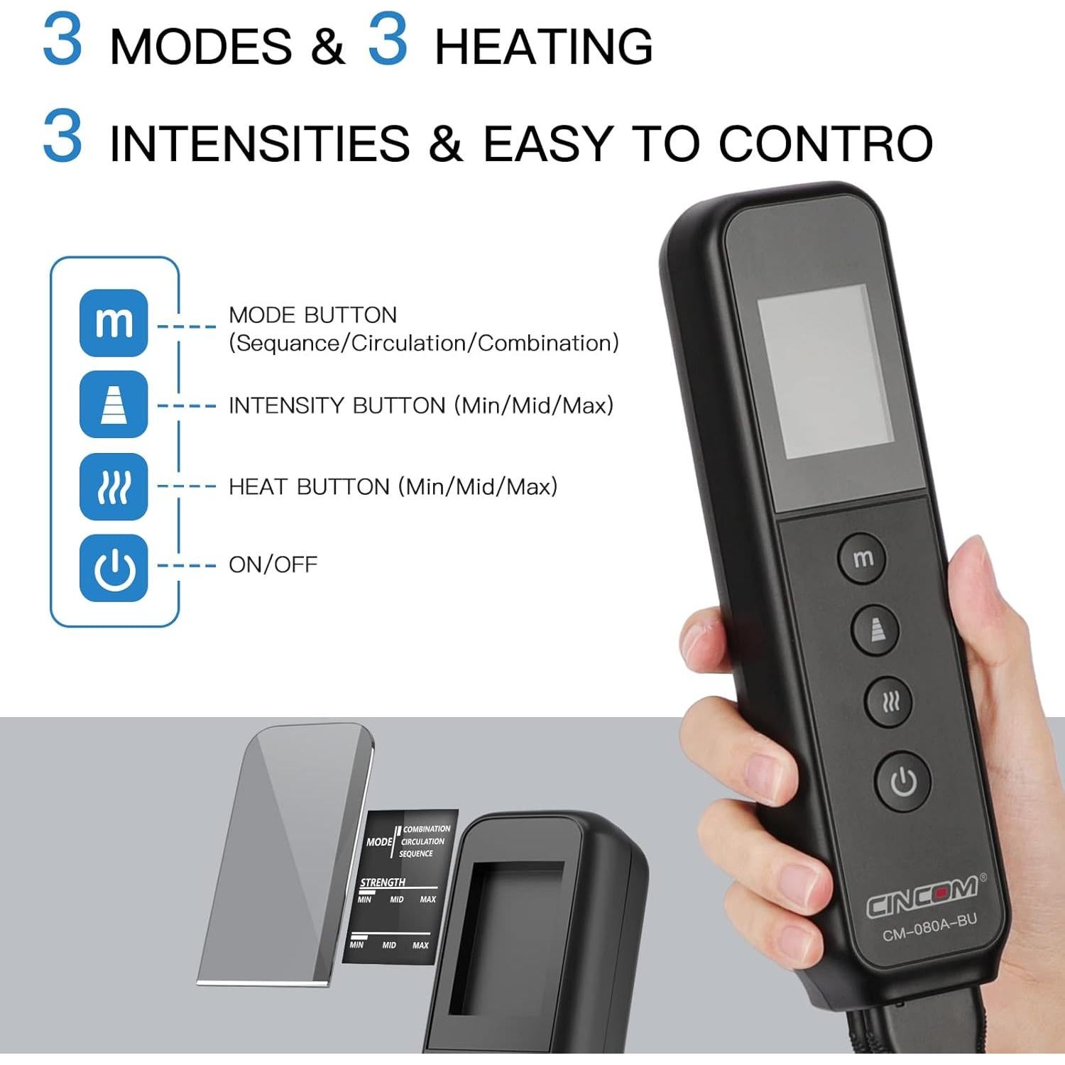 Masajeador de Piernas CINCOM CM-080A-BU con Calor y Compresión