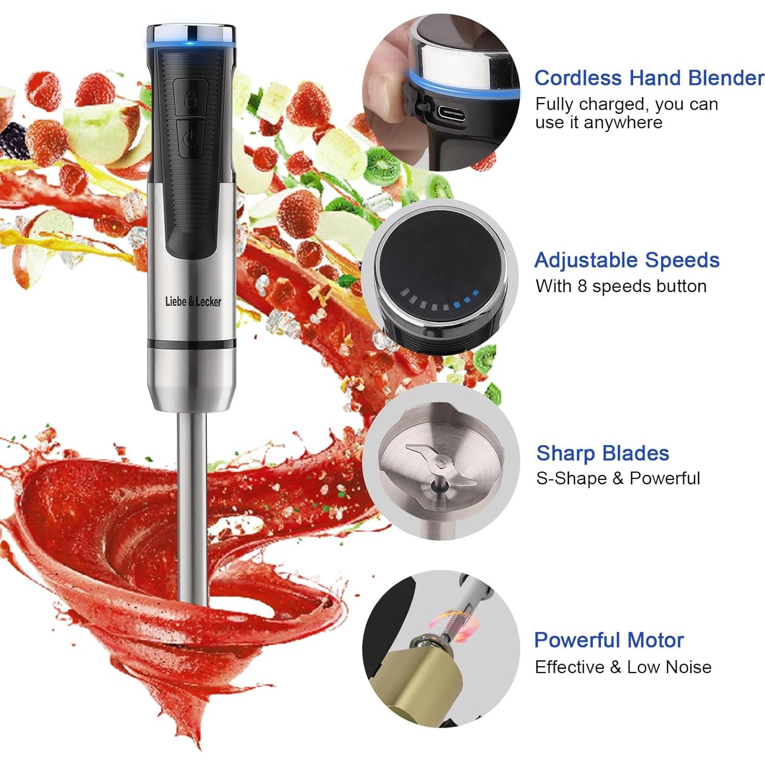 Batidora de Mano Inalámbrica Liebe&Lecker 8 Velocidades 5L