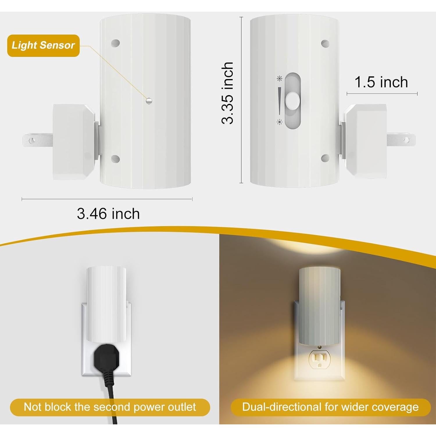 Luz Nocturna LED WSKVEZZA 3000K Regulable 0-100 LM 2 Pzs