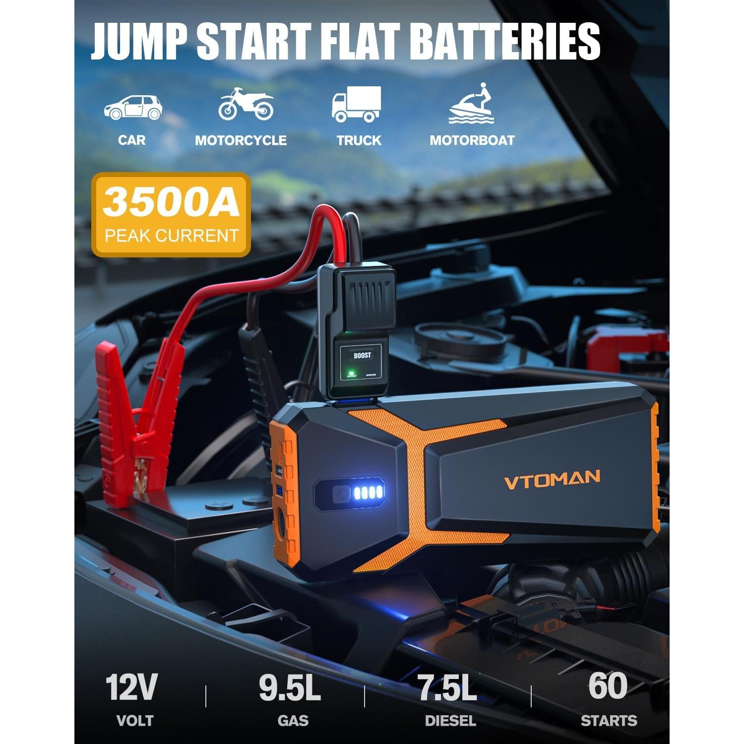 VTOMAN V10 3500A Arrancador de Coche Portátil 12V