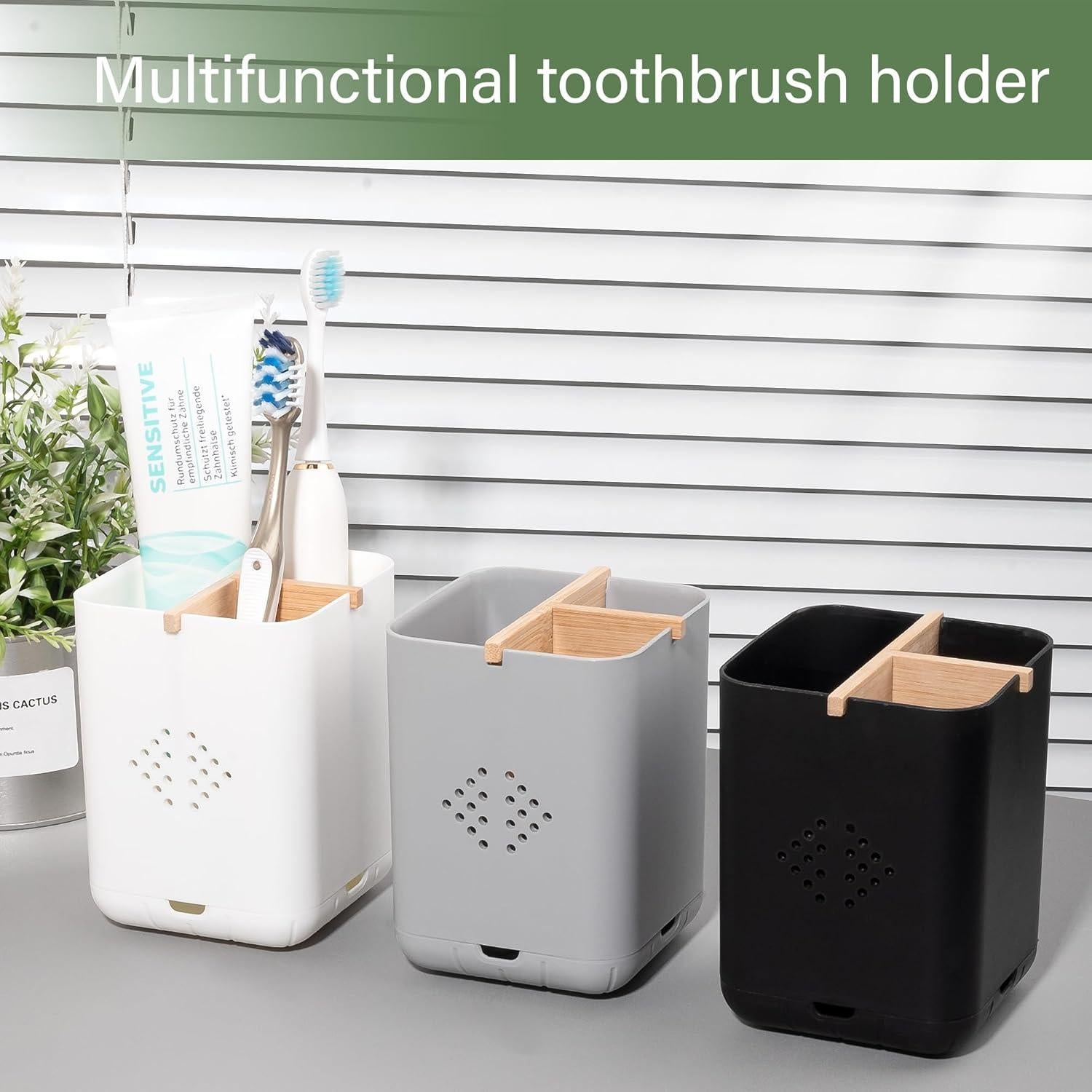 Soporte Organizador de Cepillos de Dientes Rejomiik Negro 3 Compartimentos