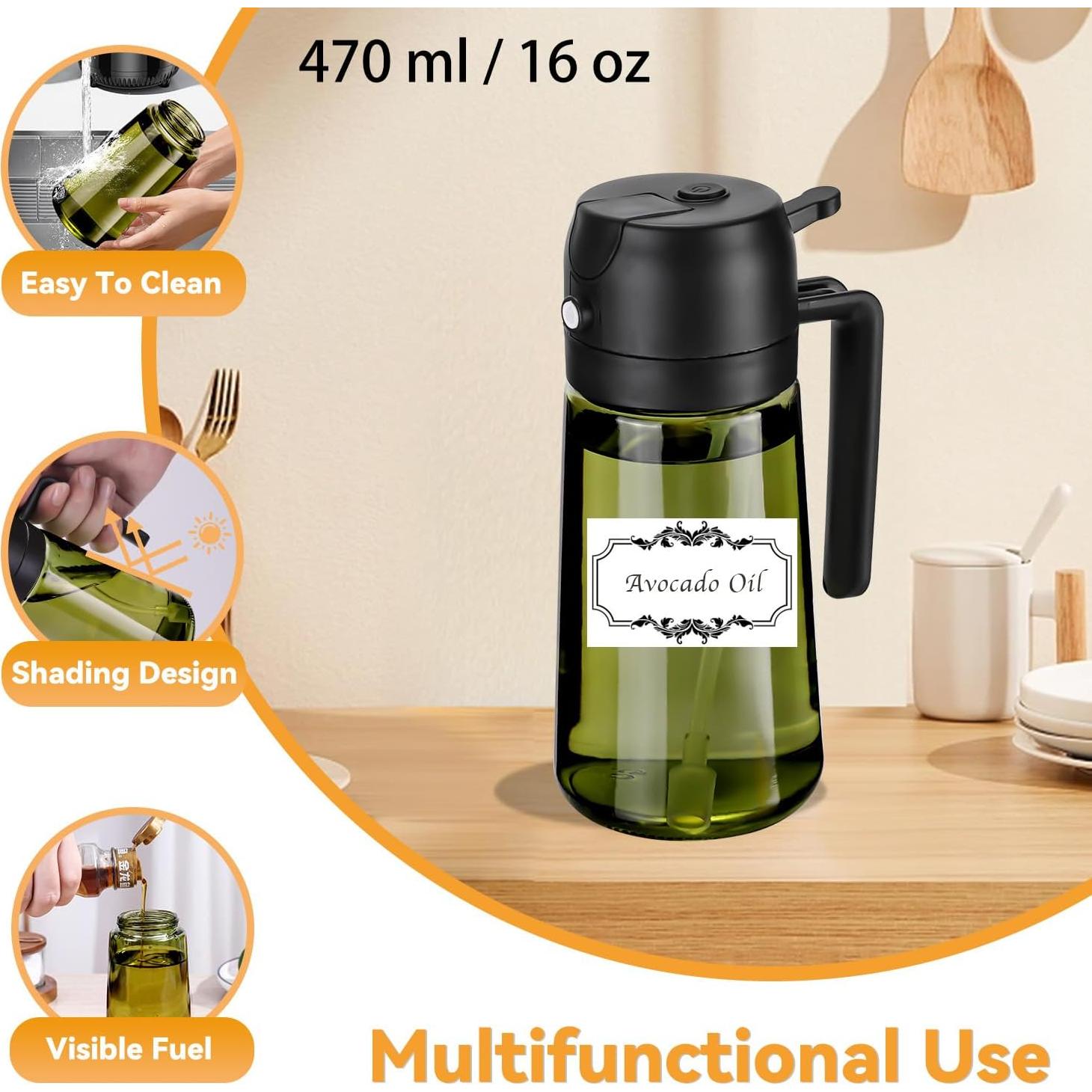 Rociador de Aceite RFetomax 470ml Verde con Etiquetas