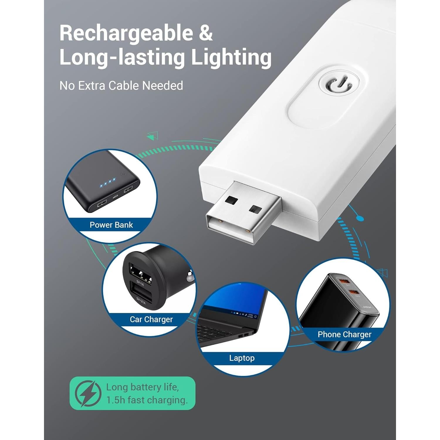 Luz de Lectura LED DEWENWILS Recargable USB 3000K Blanca