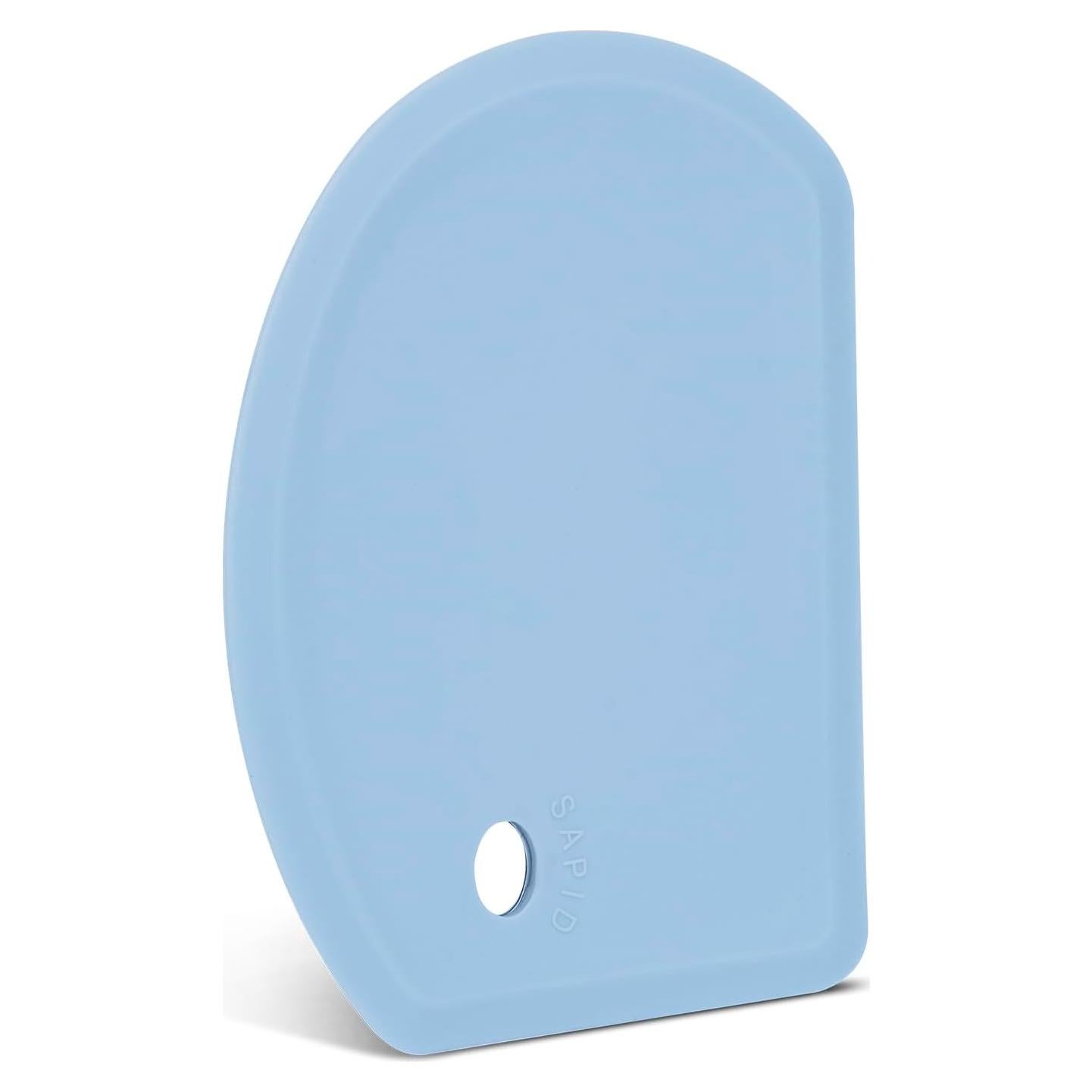 Silicone Dough Scraper with Stainless Steel Sheet, Curved Edge Flexible Bowl Scraper for Baking, Food Grade Silicone Bench Scraper for Sourdough Bread Proofing Basket, 5.98" × 4.3", Blue, SAPID