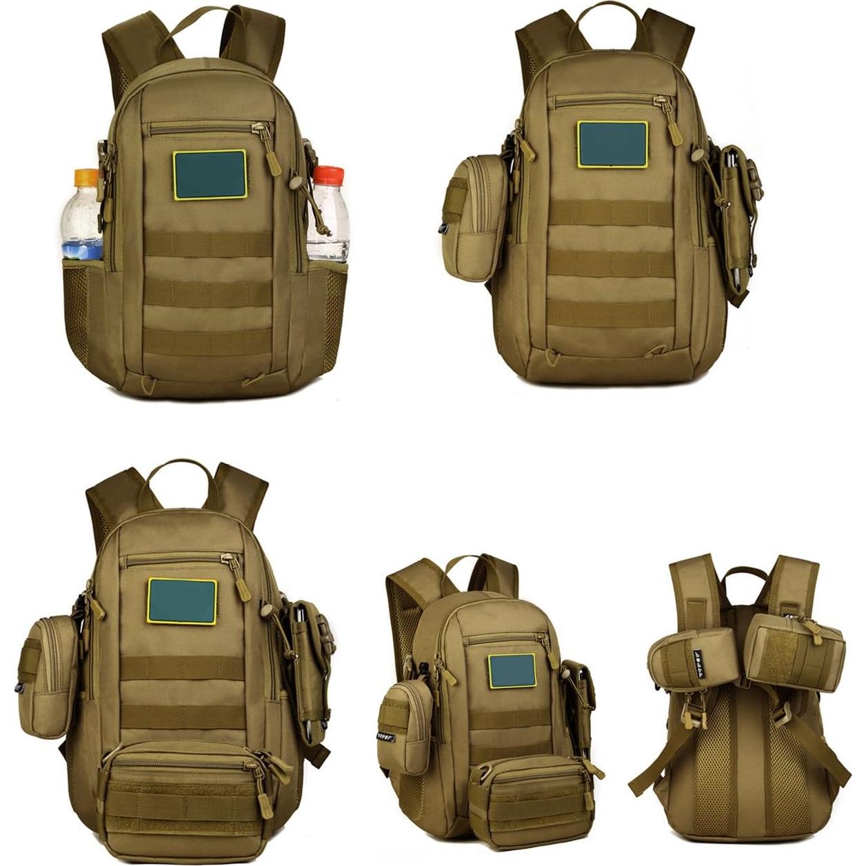 Mochila Táctica Huntvp 10L Marrón Oscuro MOLLE 24.89x37.10cm