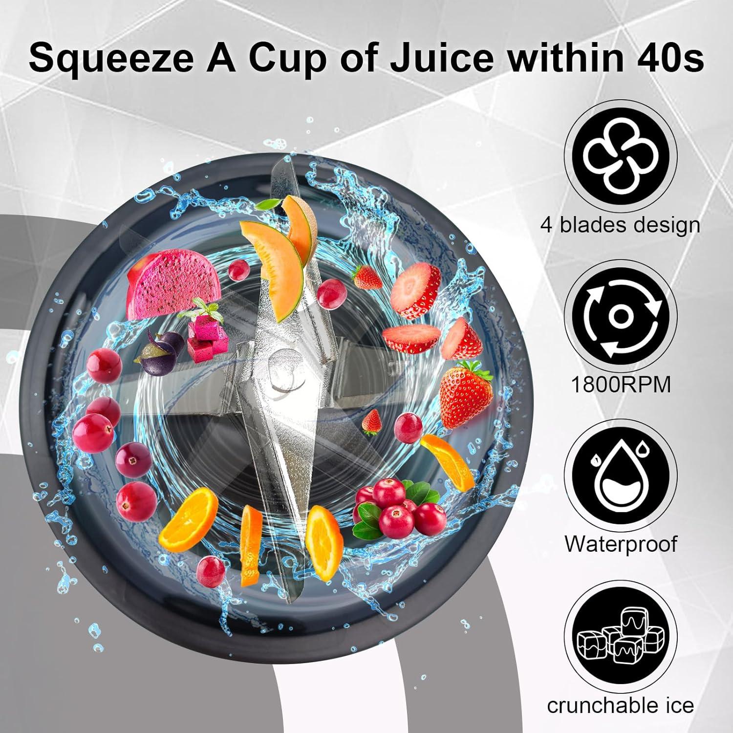 Batidora Portátil Foyucool 300W 2 Tazas 500ml y 300ml USB-C