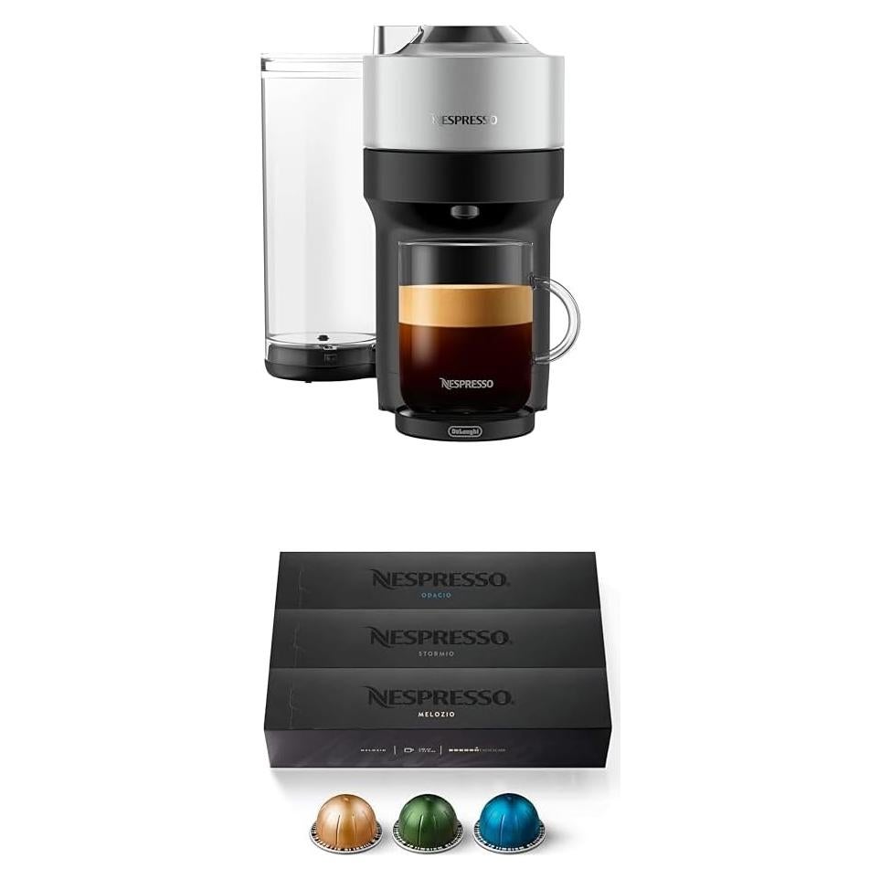 Máquina de Café Nespresso Vertuo Pop+ De'Longhi Plata 30 Cápsulas