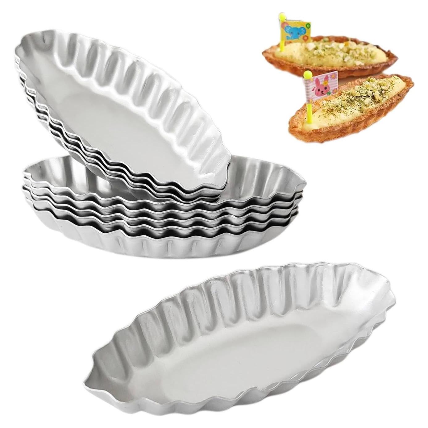 Molde para Tartas Pequeñas Heluok 10PCS Aluminio Barco