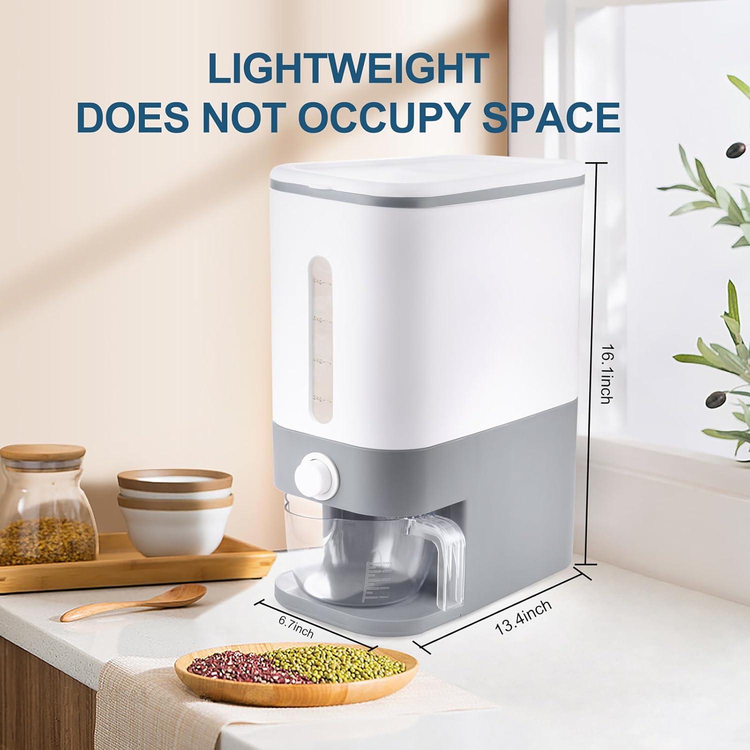 Dispensador de Arroz Gris BBG 20 L Hermético con Taza Medidora