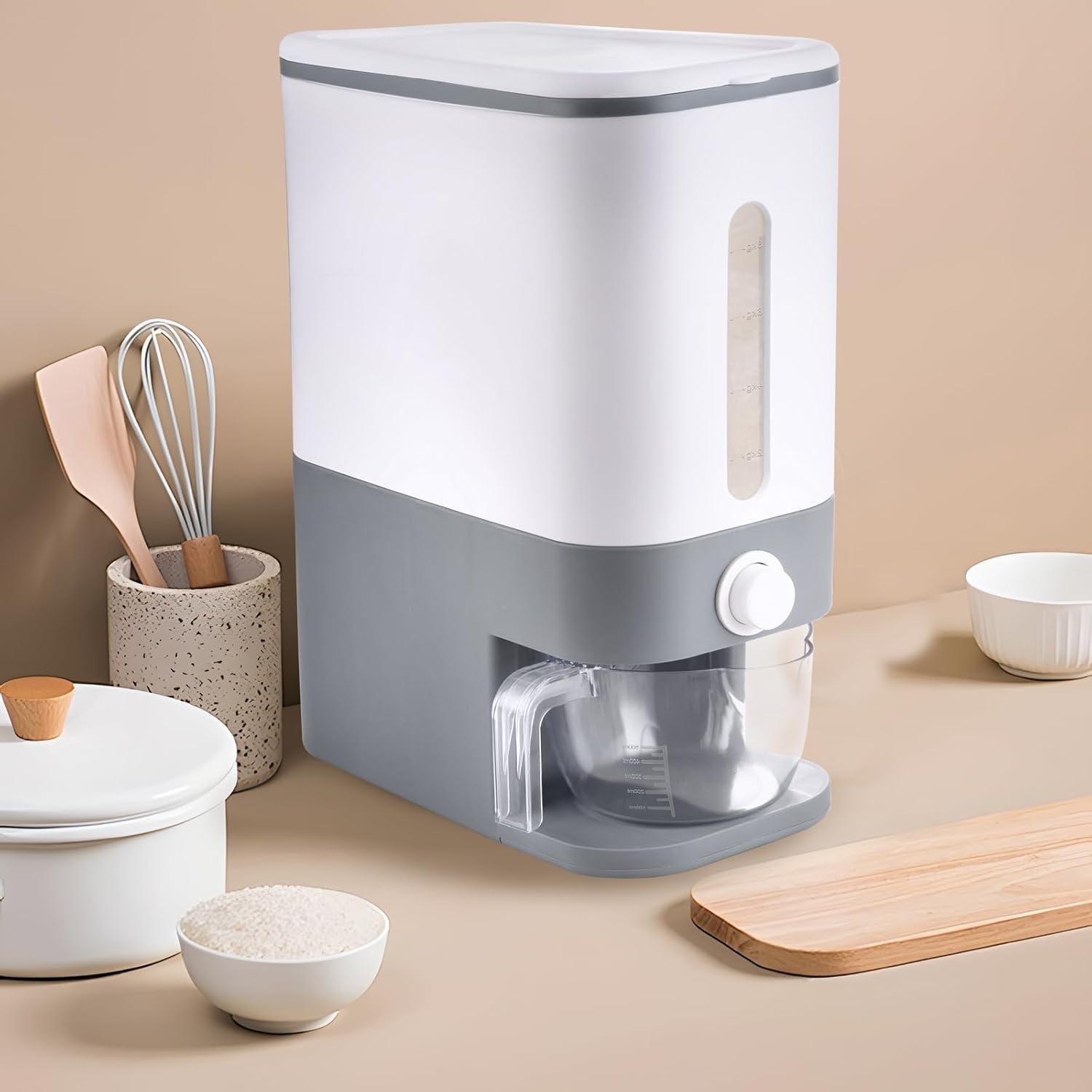 Dispensador de Arroz Gris BBG 20 L Hermético con Taza Medidora