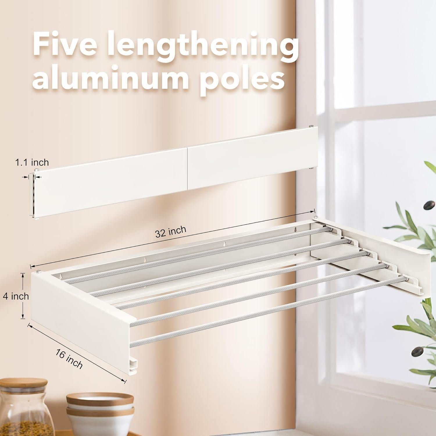 Estante Plegable para Secar Ropa ZdwCyl 5 Varillas Aluminio