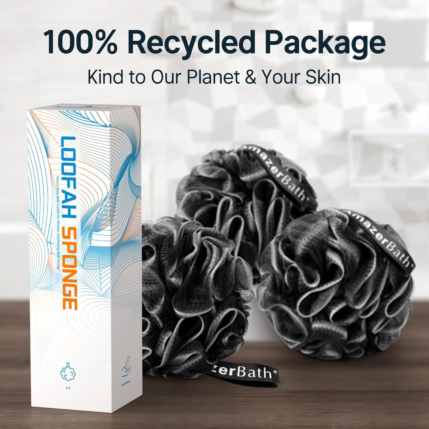 Esponjas de Lufa AmazerBath Set de 3 Clásicas Negro y Blanco