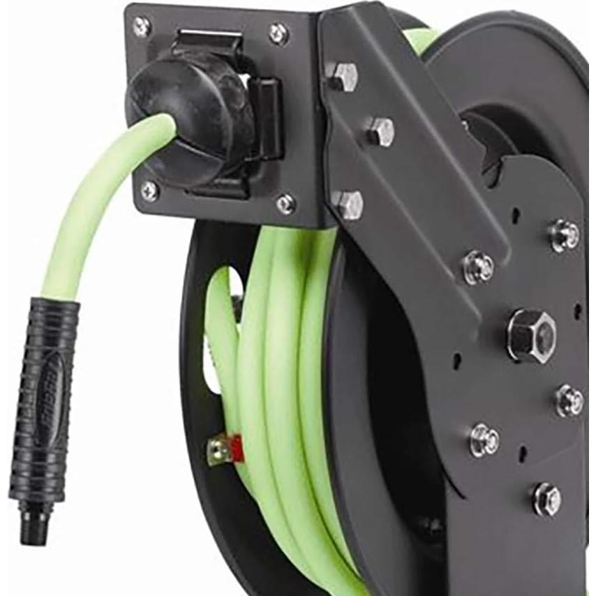 Flexzilla Open Face Retractable Air Hose Reel, 3/8 in. x 25 ft., Heavy Duty, Lightweight, Hybrid, ZillaGreen - L8603FZ
