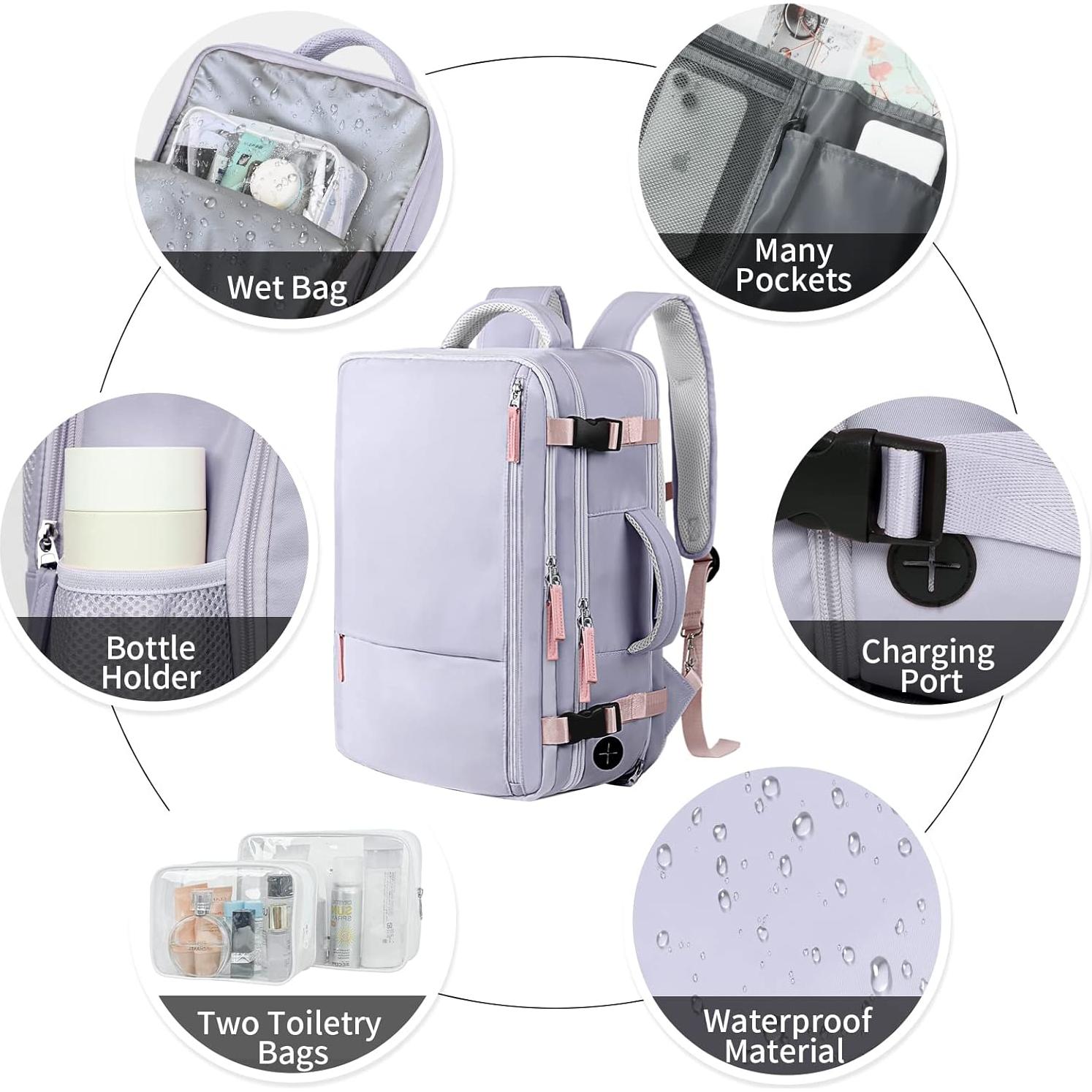 Mochila de Viaje Hanples 40L Impermeable para Laptop 17"