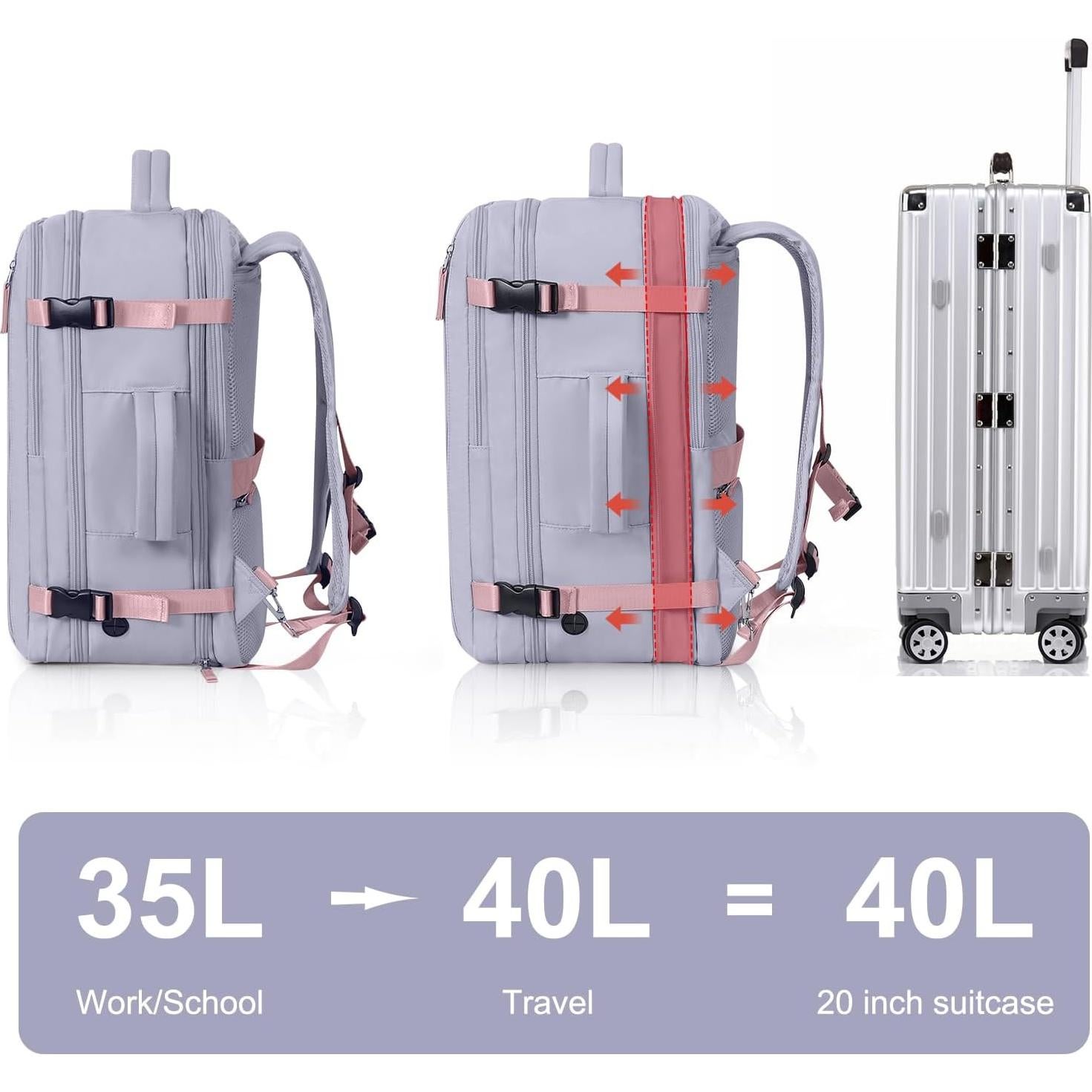 Mochila de Viaje Hanples 40L Impermeable para Laptop 17"