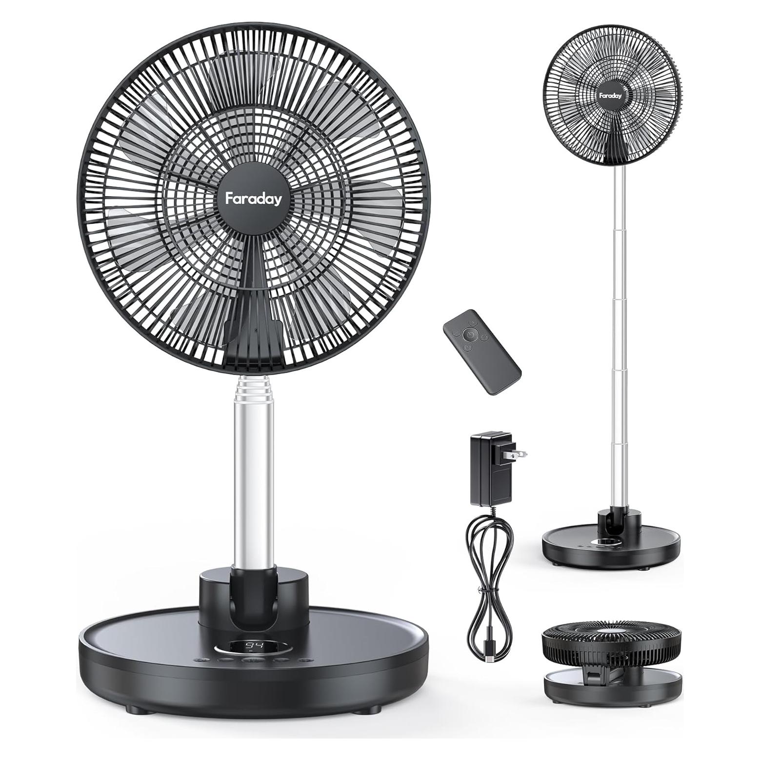 Ventilador de Pie Oscilante FARADAY 12" Silencioso con Batería 12000mAh