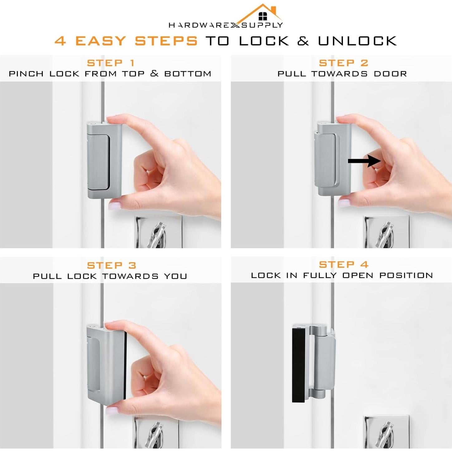 Cerradura de Refuerzo para Puerta HardwareX PL-01 Negra