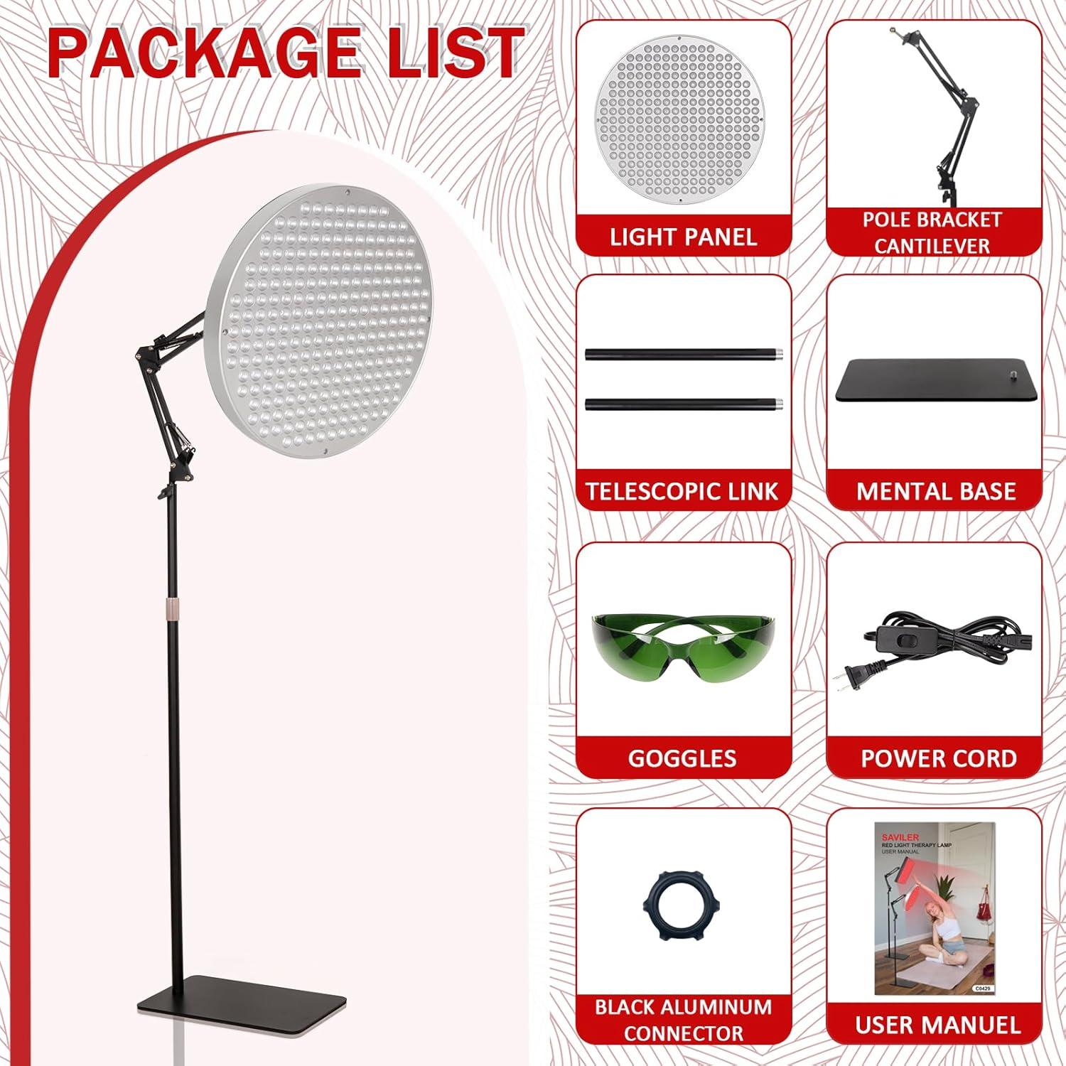 Lámpara de Terapia de Luz Roja SAVILER Redonda 660nm 850nm