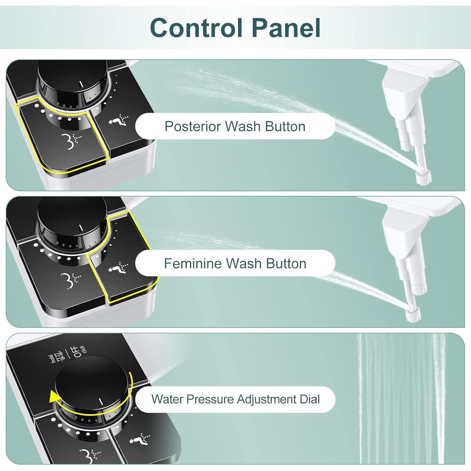 Accesorio de Bidet Shikitek Ultra Delgado Autolimpiante Negro