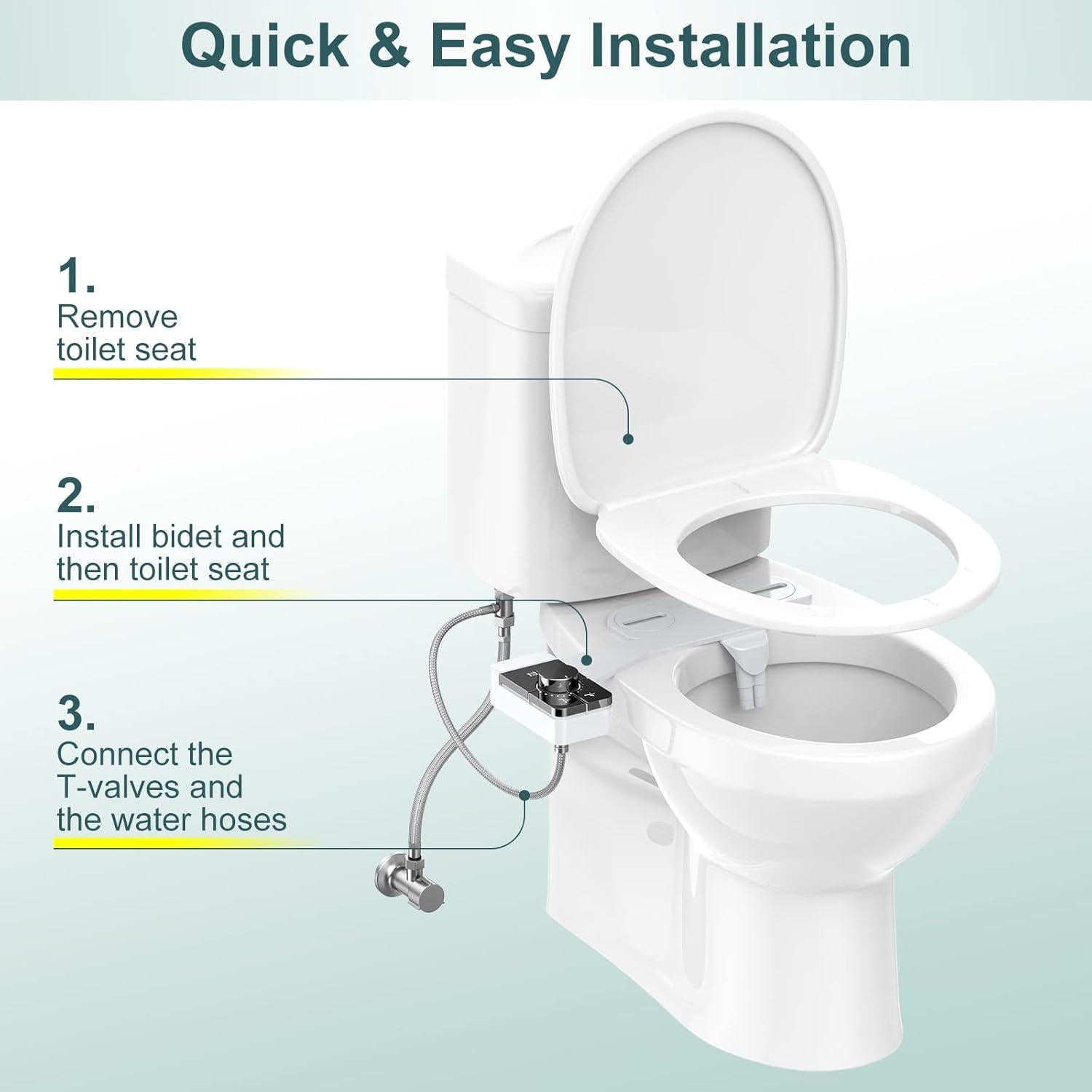 Accesorio de Bidet Shikitek Ultra Delgado Autolimpiante Negro