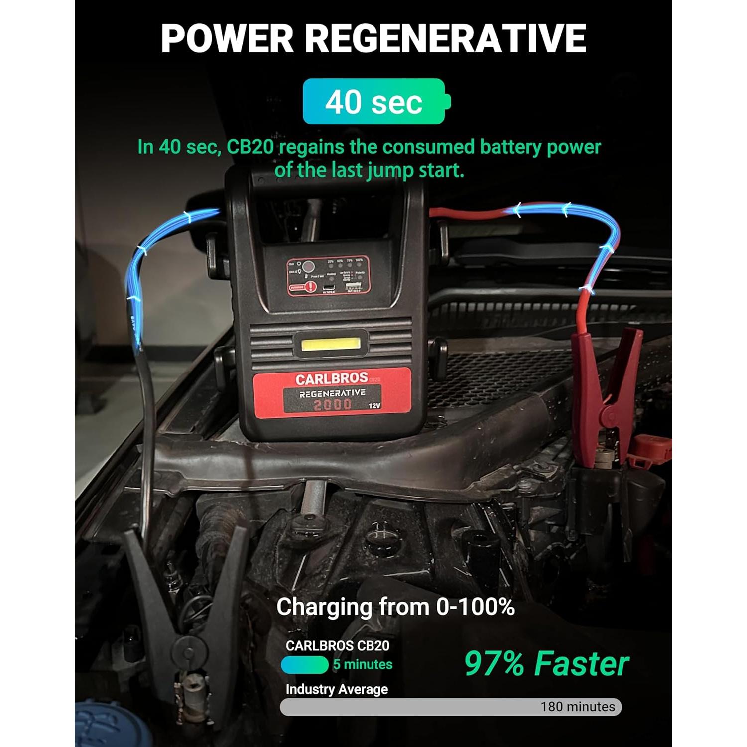 Arrancador de Batería Portátil Carlbros CB20 2000A 12V 8L