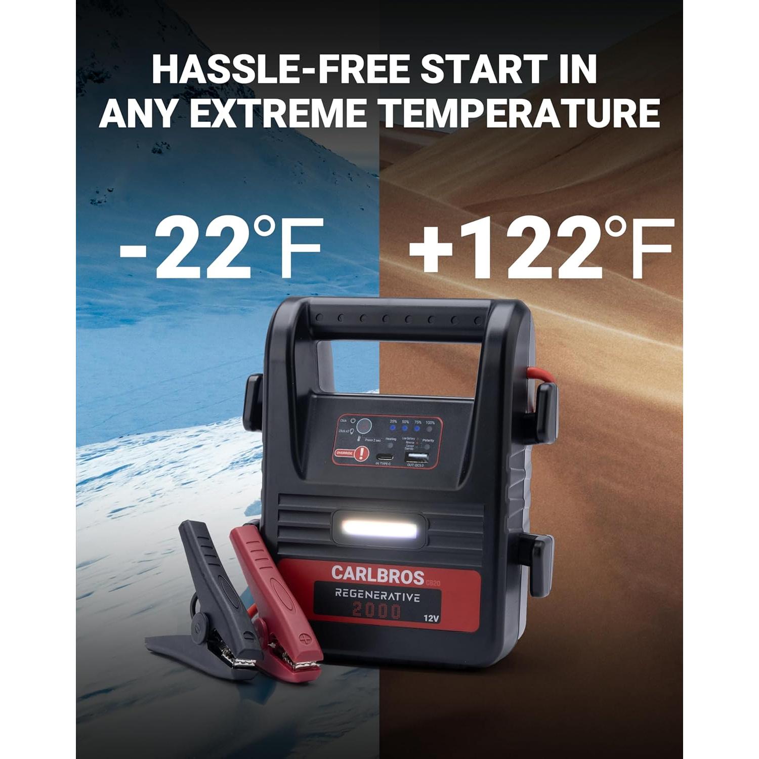 Arrancador de Batería Portátil Carlbros CB20 2000A 12V 8L