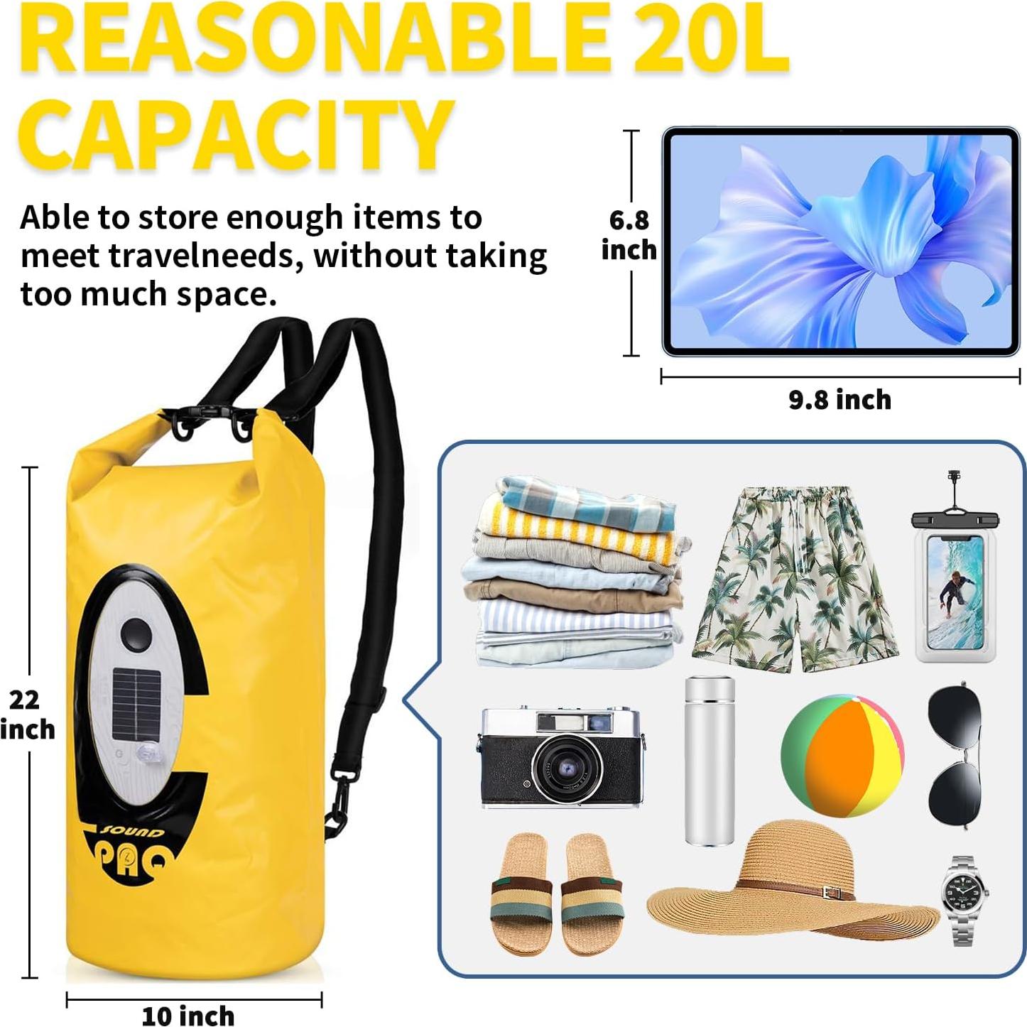 Mochila Seco Solar ZTARX 20L con Altavoz Bluetooth y LED