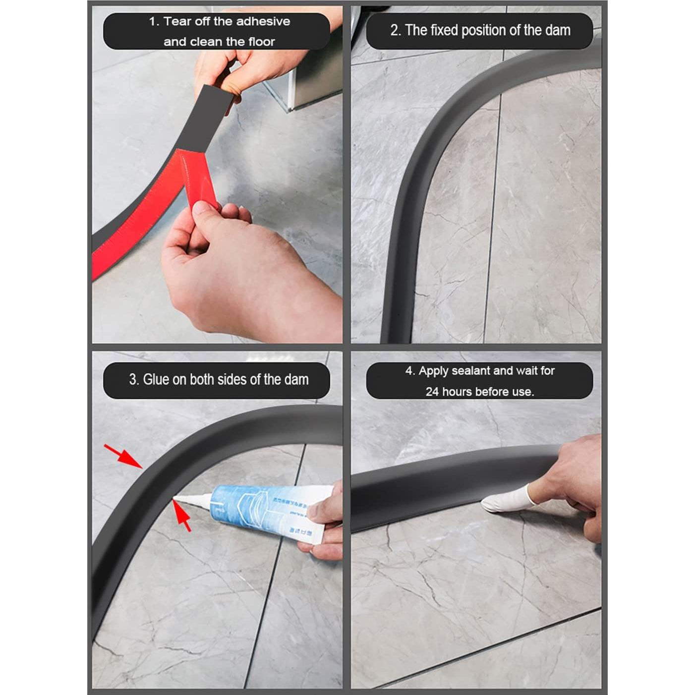 Dique de Ducha Plegable Ynotus 100% Goma 1.2cm Alto Negro