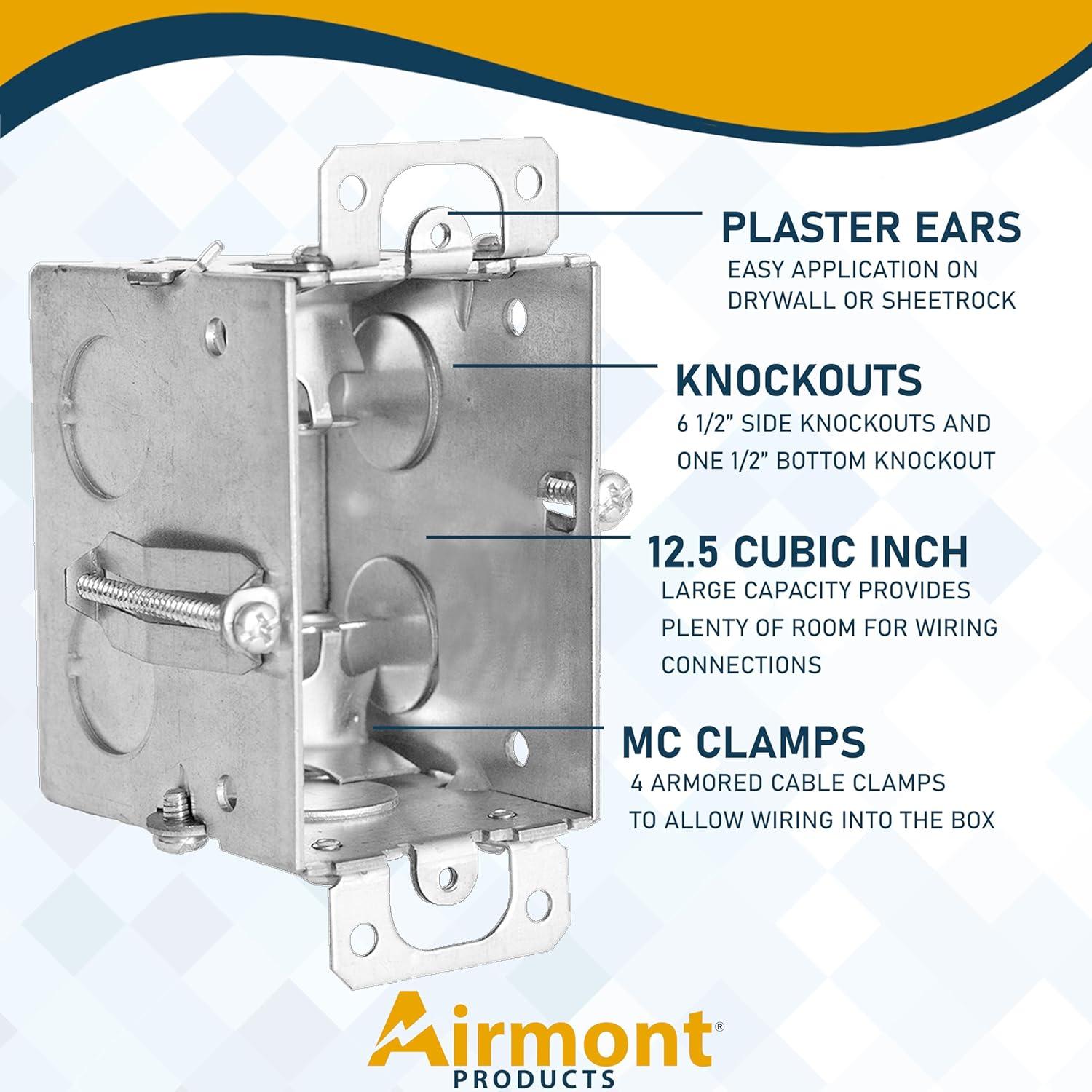 Caja Eléctrica Metálica Airmont 1-Gang 6.35 cm Profunda