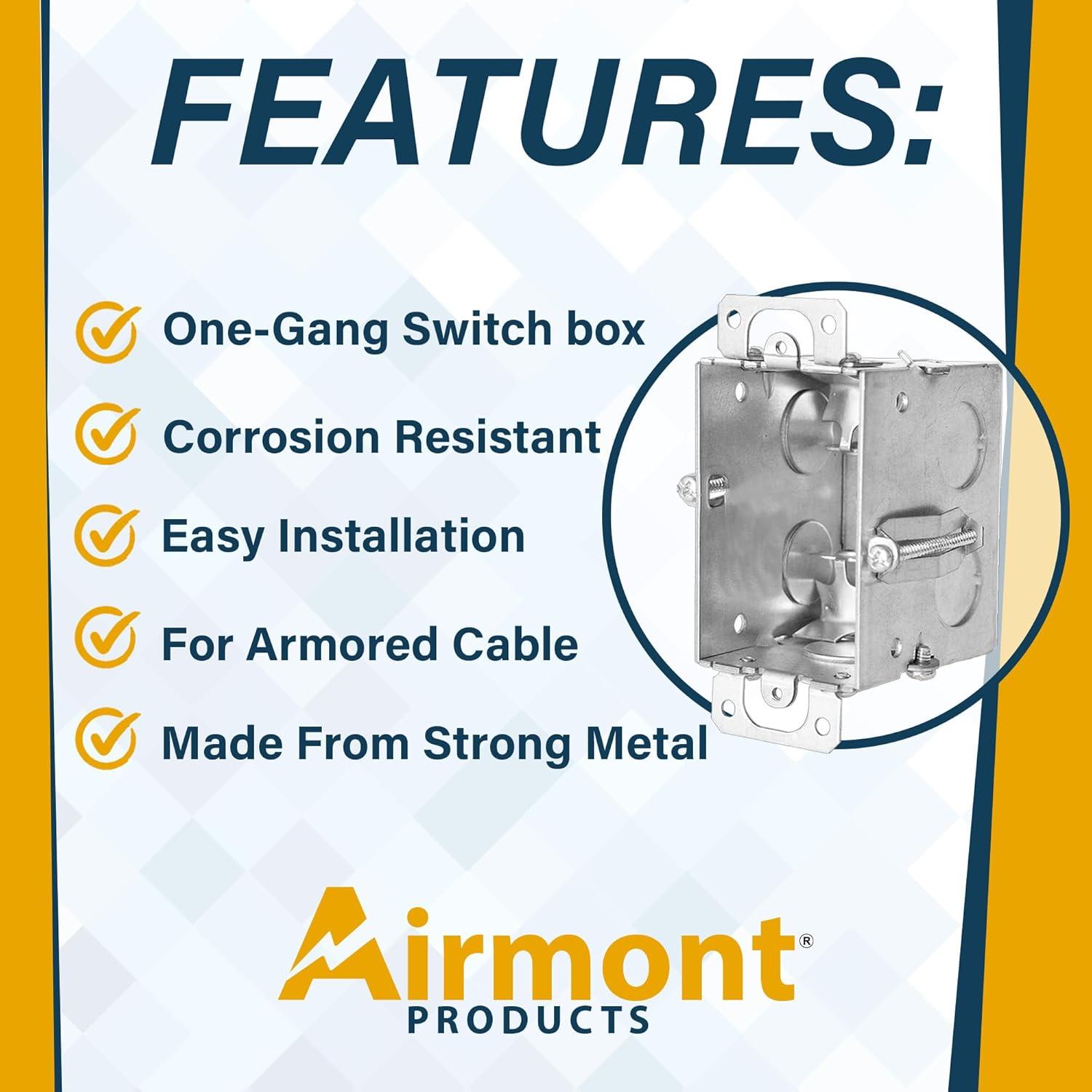 Caja Eléctrica Metálica Airmont 1-Gang 6.35 cm Profunda
