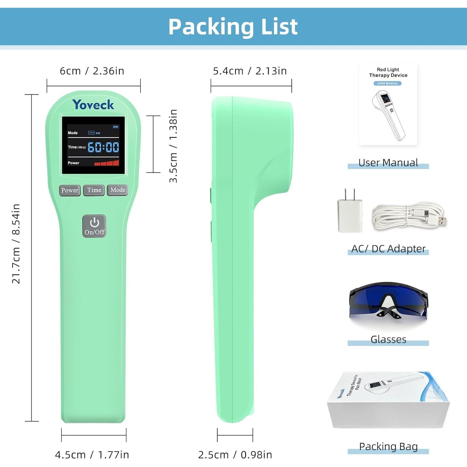 Dispositivo de Terapia de Luz Roja Yoveck 21.5x6cm Alivio Dolor