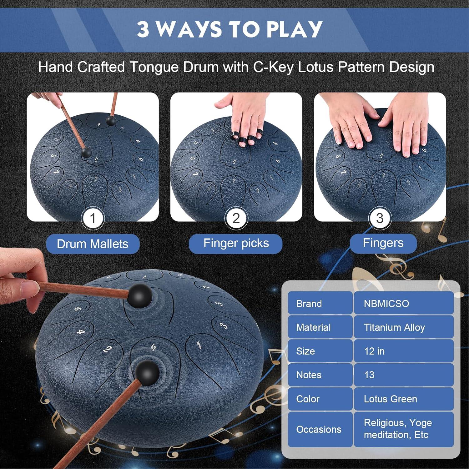 Tambor de Lengua de Acero 30.48 cm NBMICSO 13 Notas Azul Marino