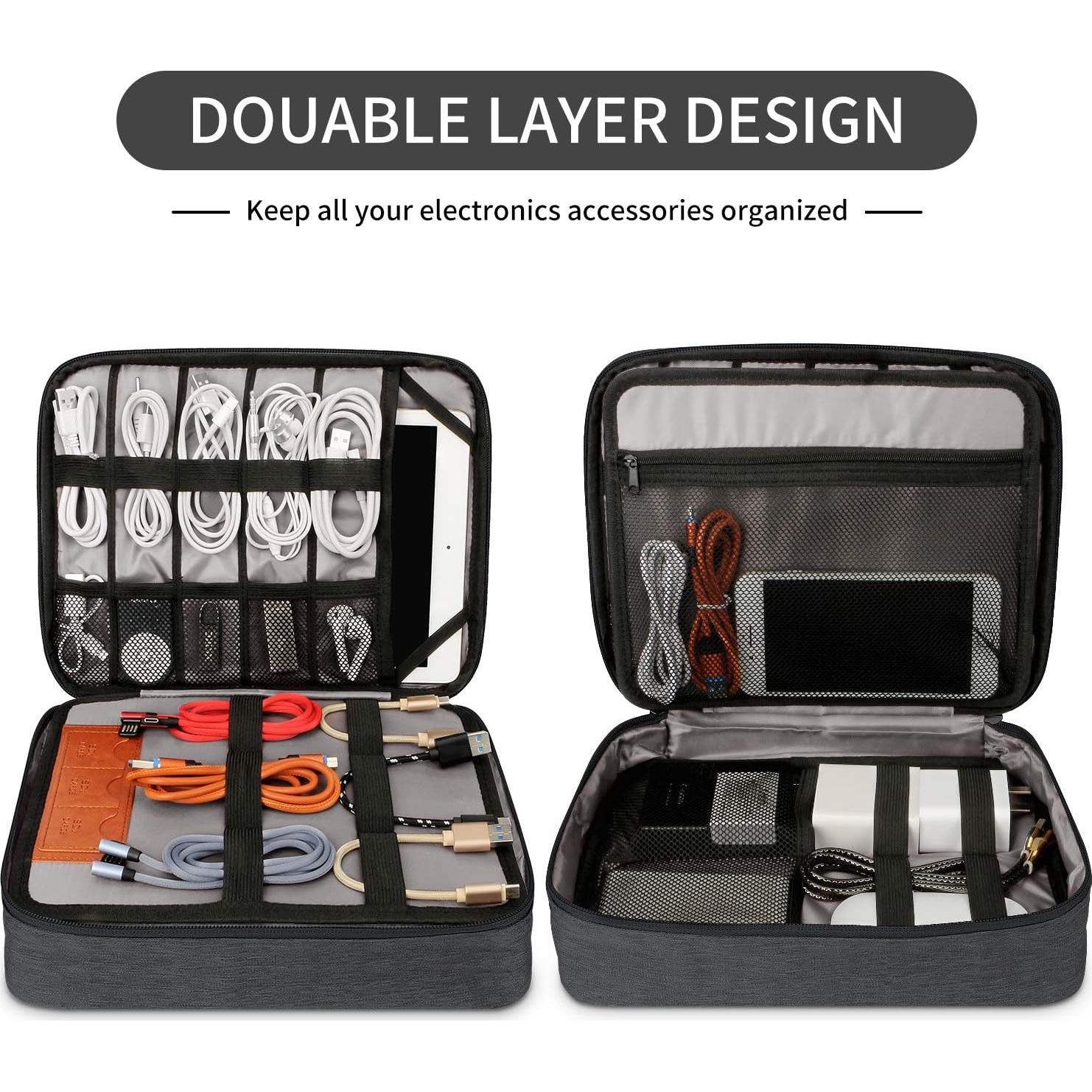 Bolsa Organizadora de Cables HOLIMET Doble Capa Negra