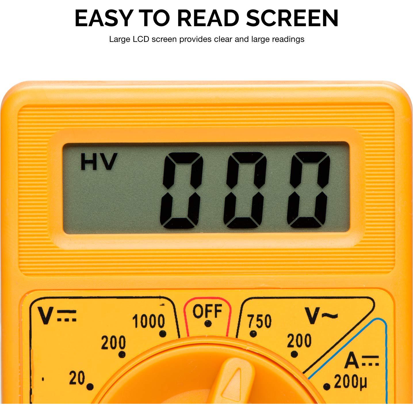 Multímetro Digital HILTEX 40508 con Pantalla Grande y Prueba de Diodos