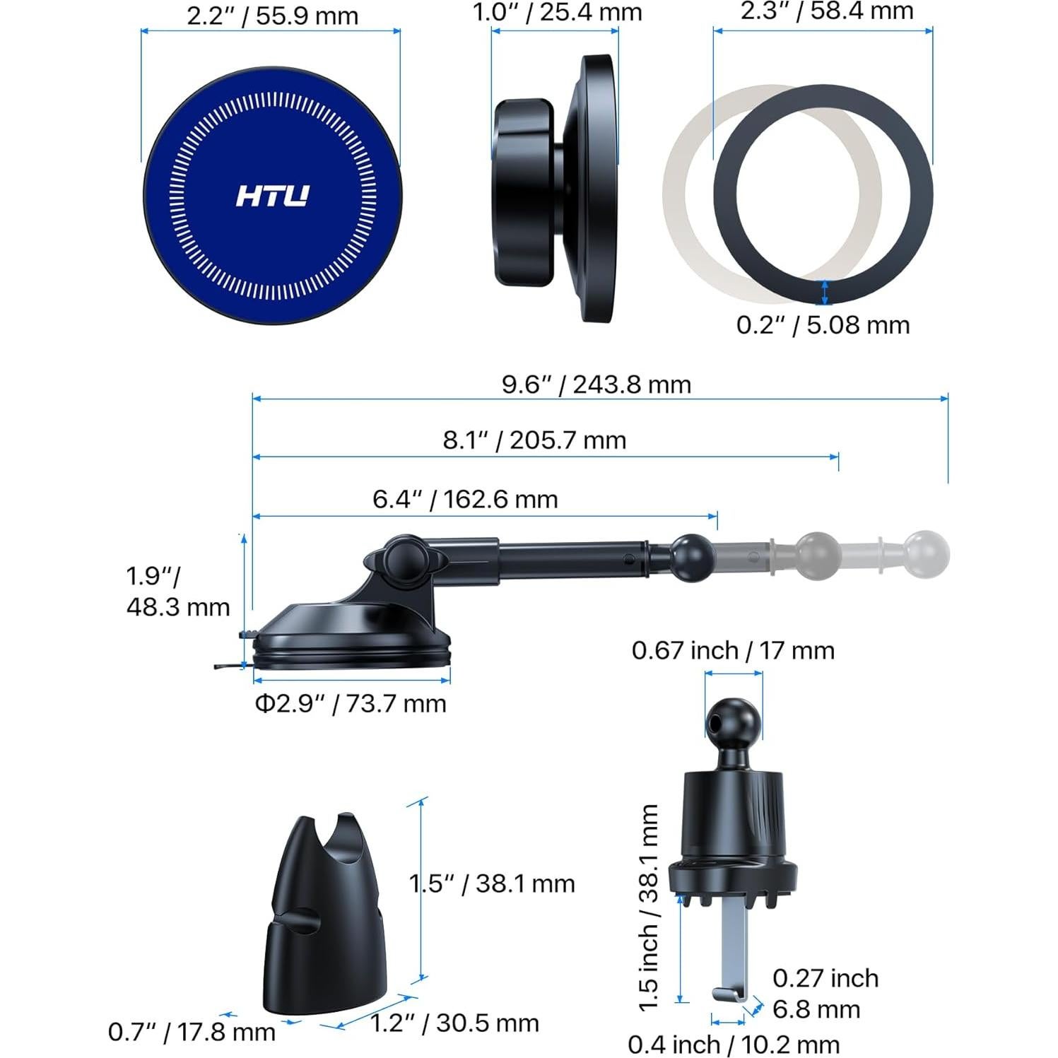 Soporte Magnético para Teléfono de Coche HTU 2025 - Azul Oscuro