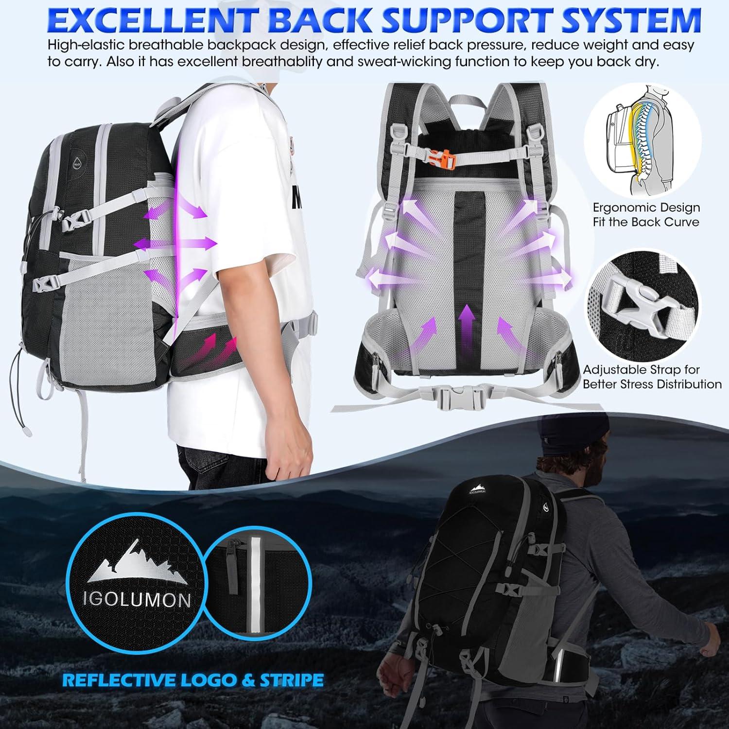 Mochila de Senderismo IGOLUMON 40L Impermeable Unisex