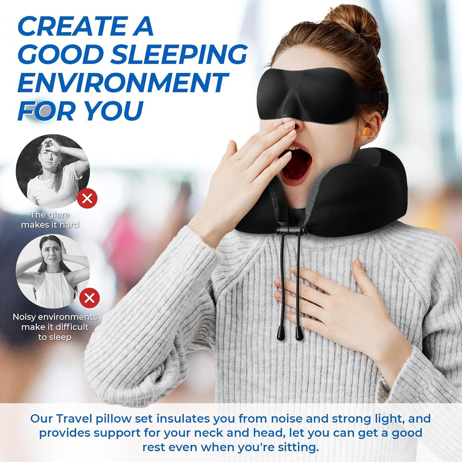 Almohada de Viaje ExploreBliss con Funda Desmontable y Accesorios