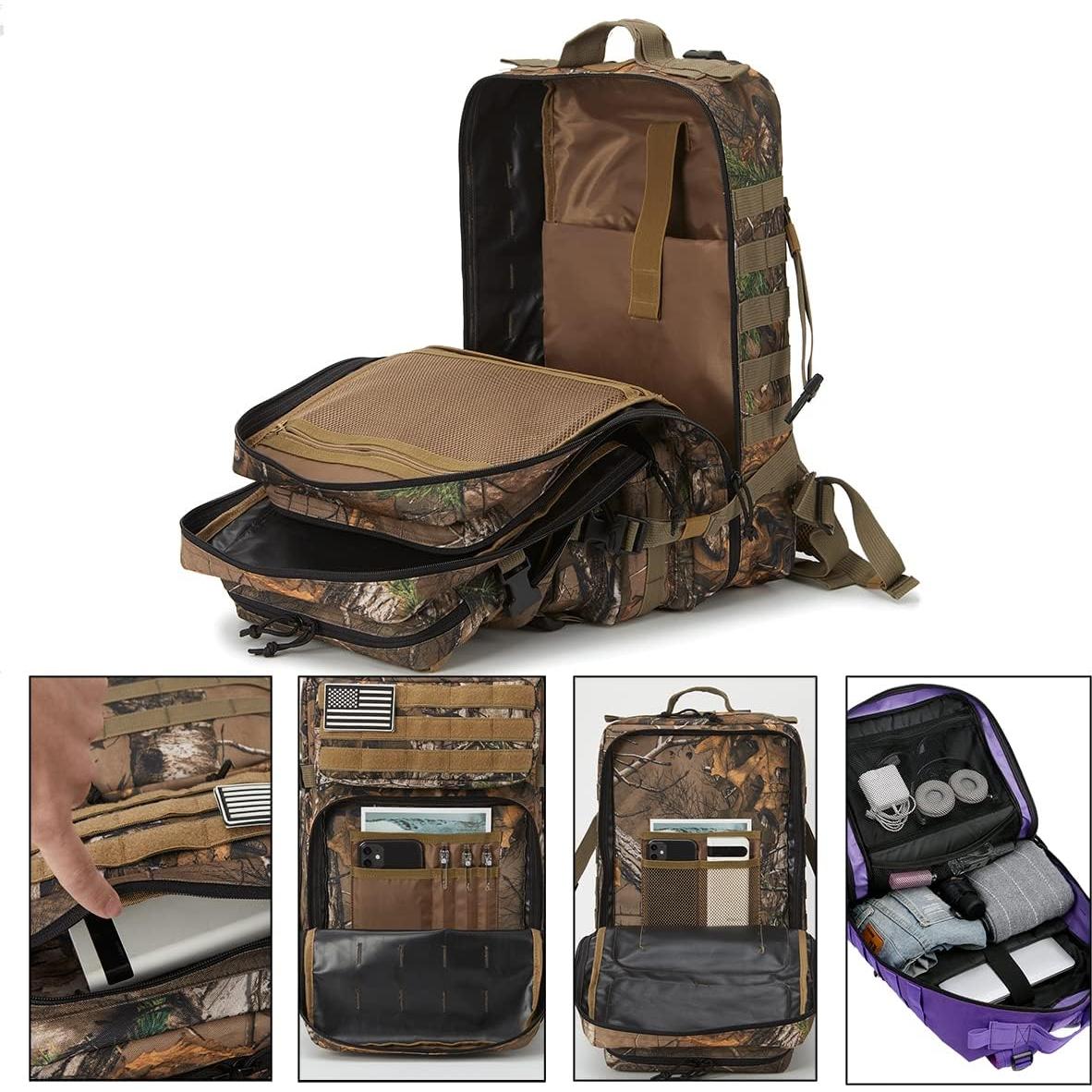 Mochila Táctica QT&QY 45L Camuflaje Árbol Impermeable