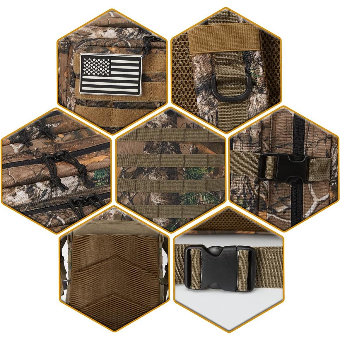 Mochila Táctica QT&QY 45L Camuflaje Árbol Impermeable