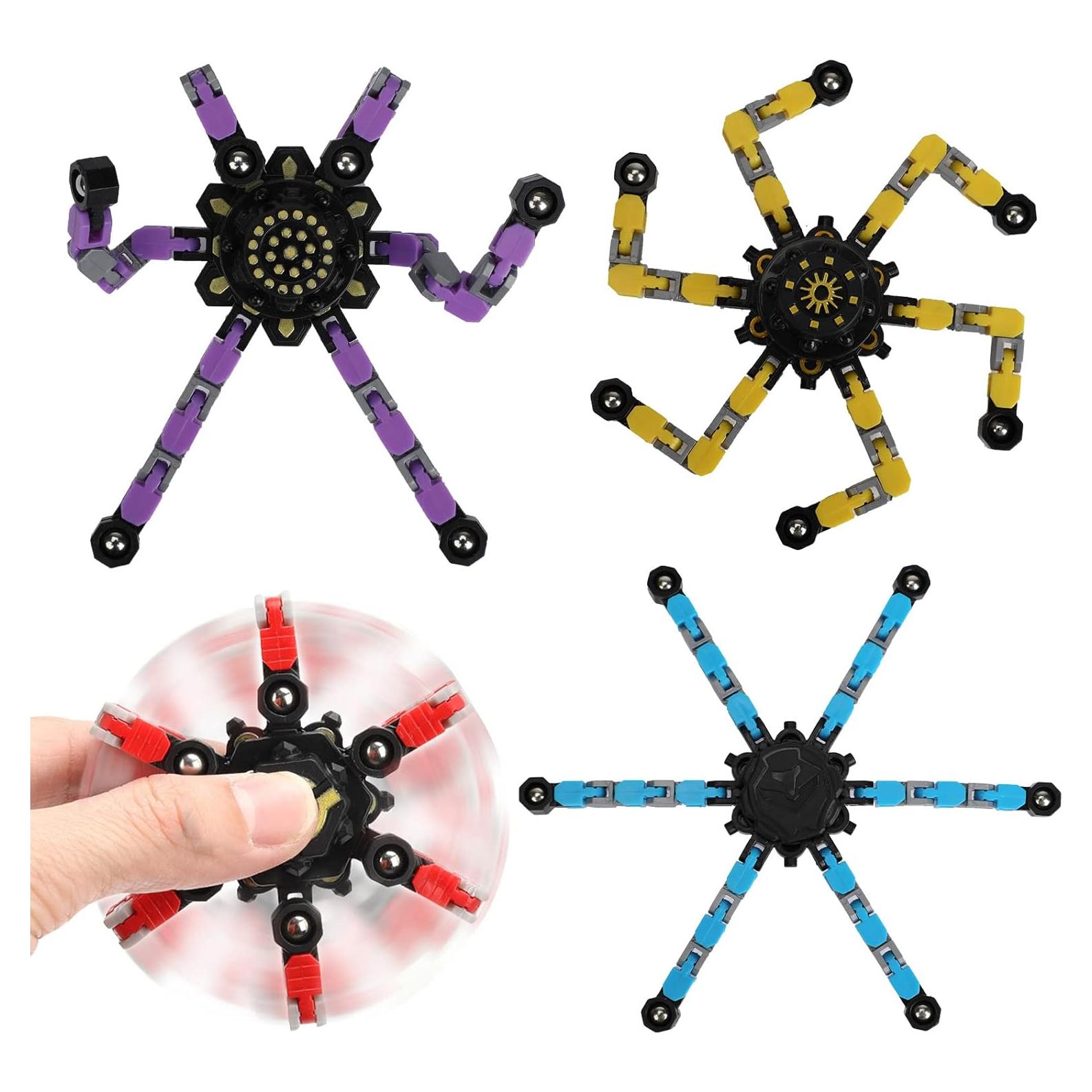 Paquete de 4 Juguetes Fidget Spinner Transformables Antiestrés
